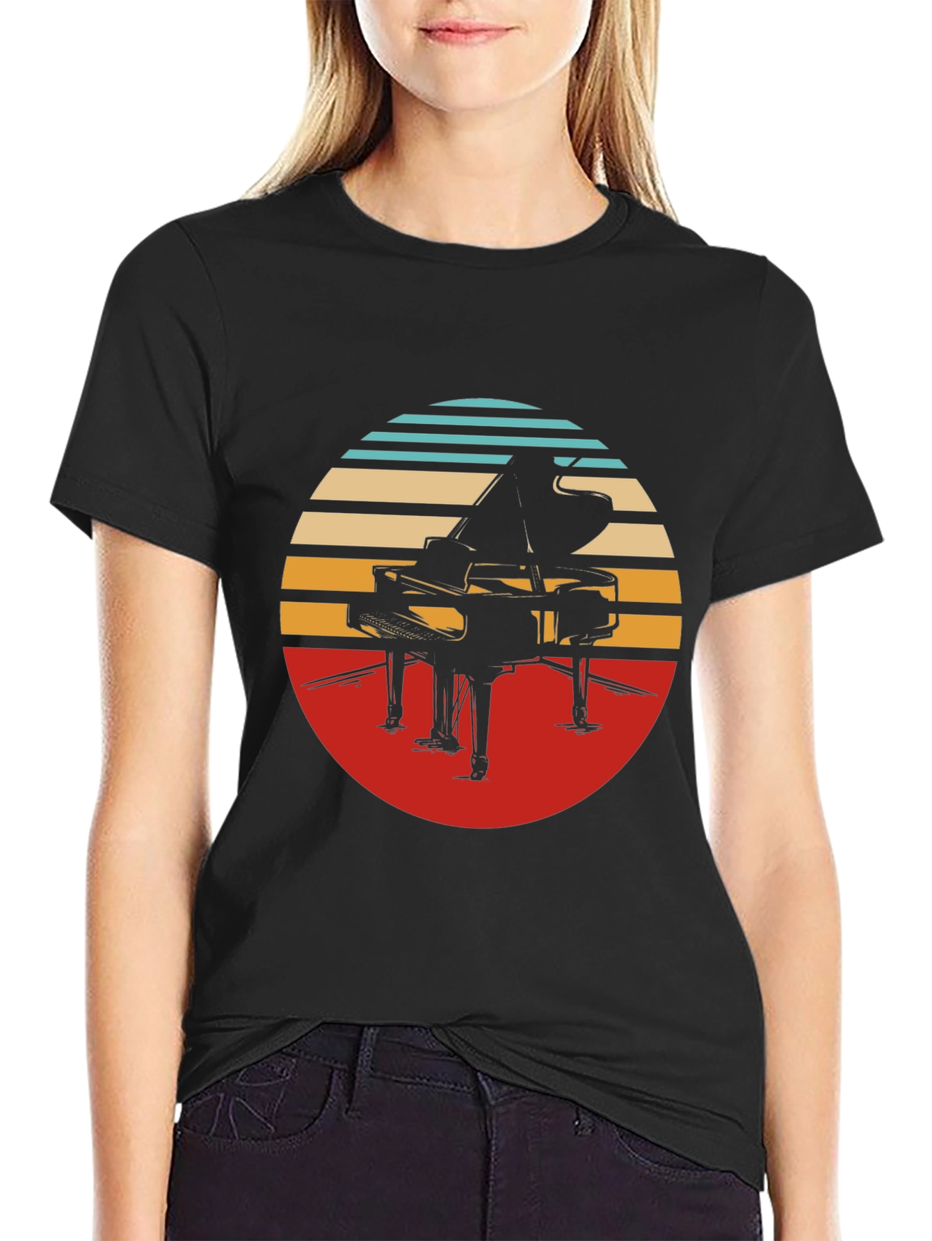 Retro Piano Graphic Tee - Stylish Comfort - 2