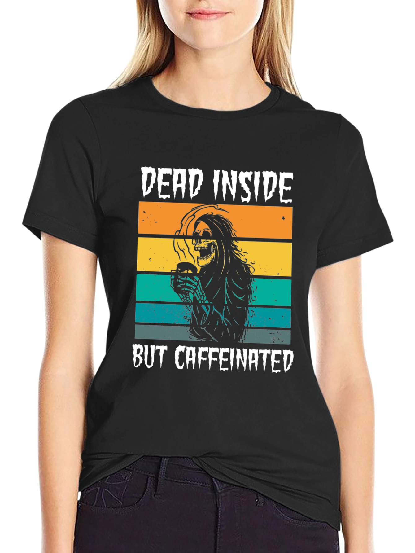 Black Dead Inside But Caffeinated Graphic Tee view 2