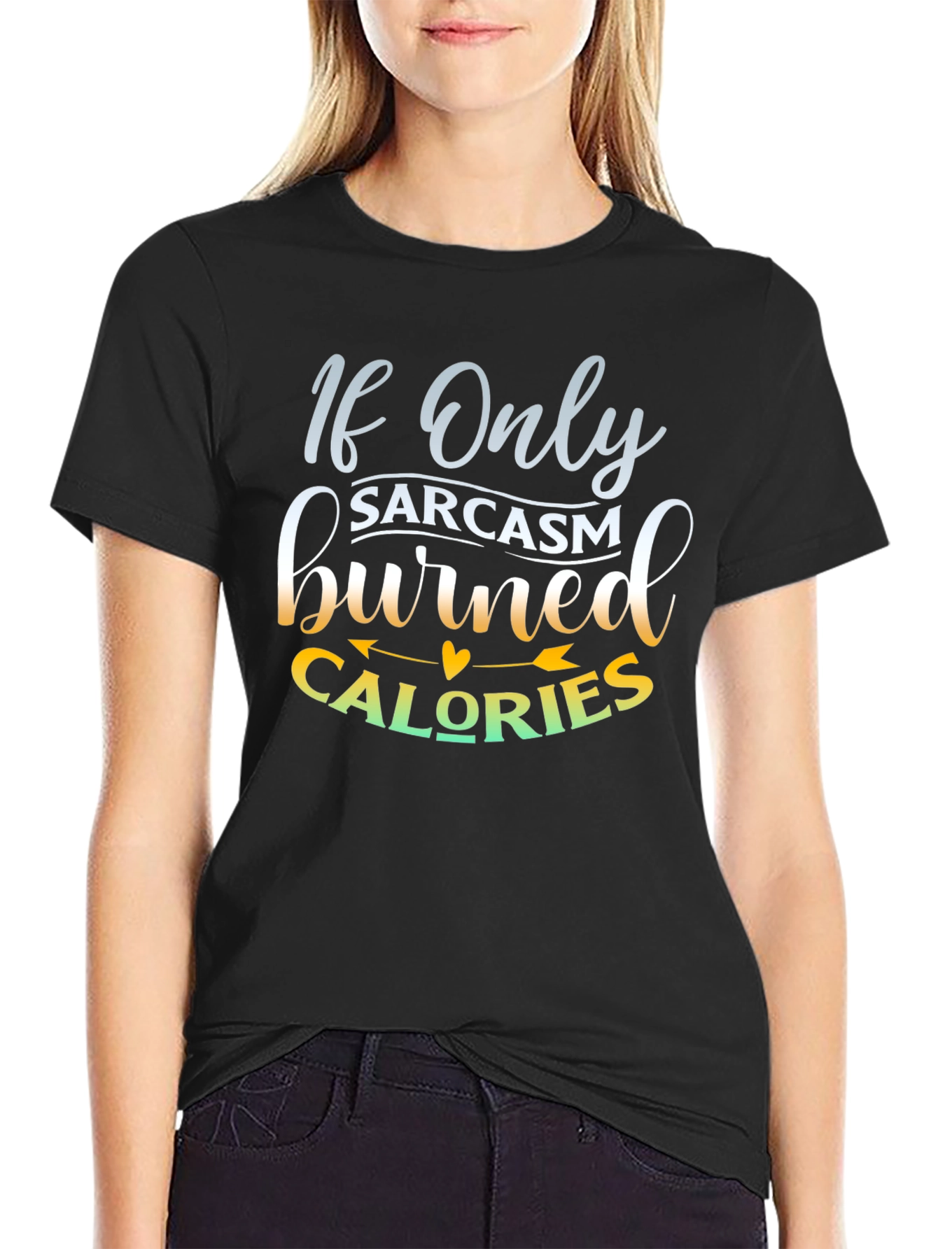 Black Sarcasm Calories Graphic T-Shirt - Unisex view 2