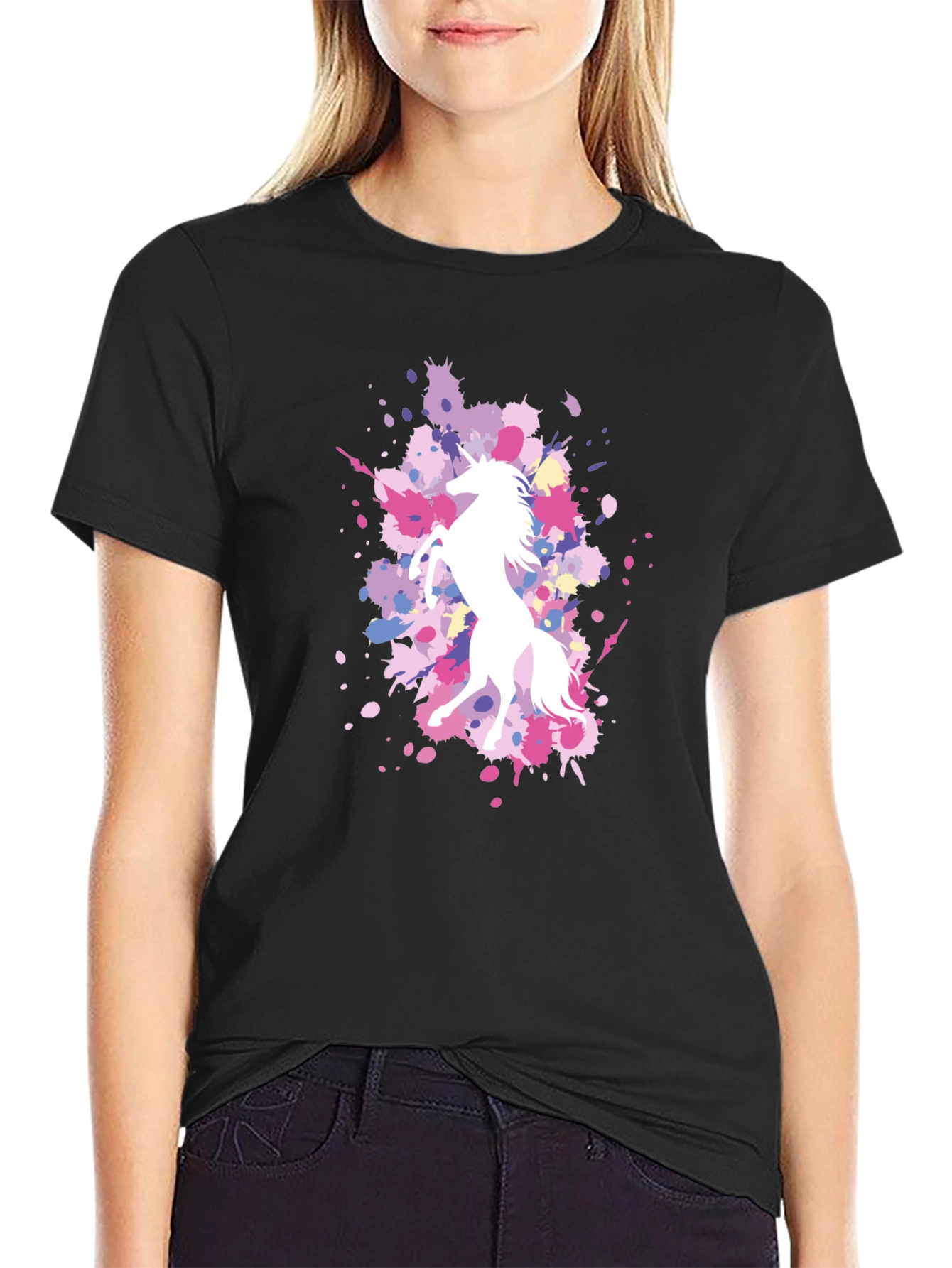 Black Unicorn Splatter T-Shirt view 2