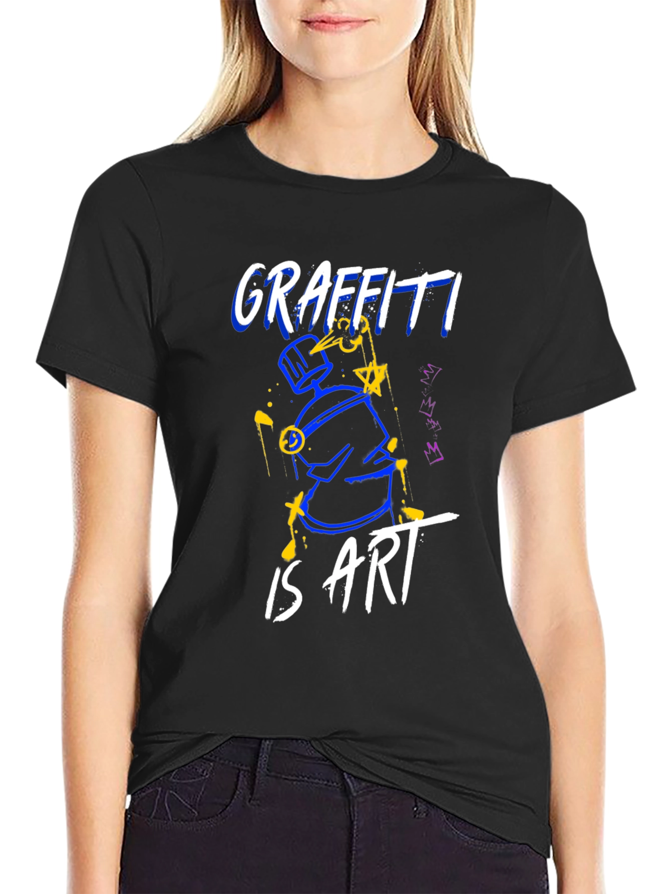Black Graffiti Is Art Black Graphic Tee view 2