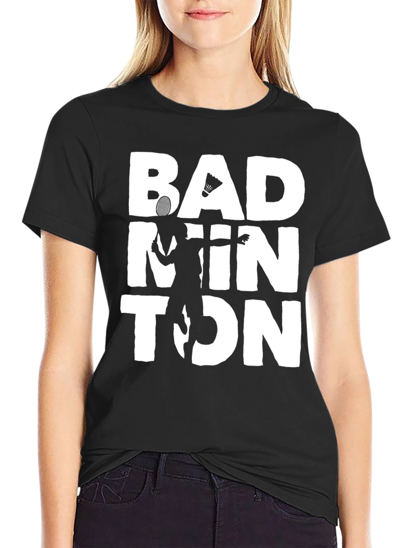 Black Badminton Graphic Tee - Sporty Style view 2
