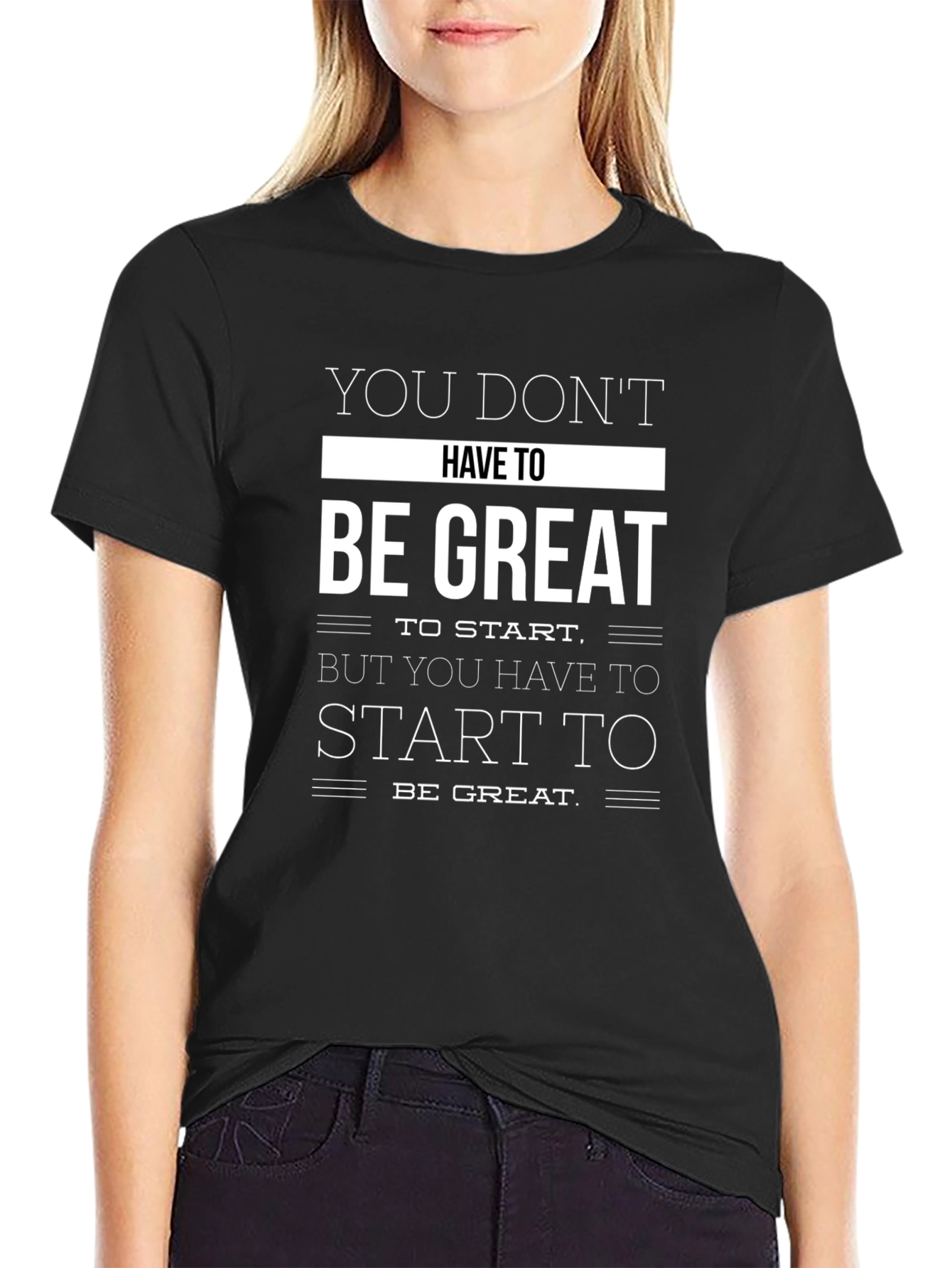 Black Motivational Black T-Shirt: Be Great view 2