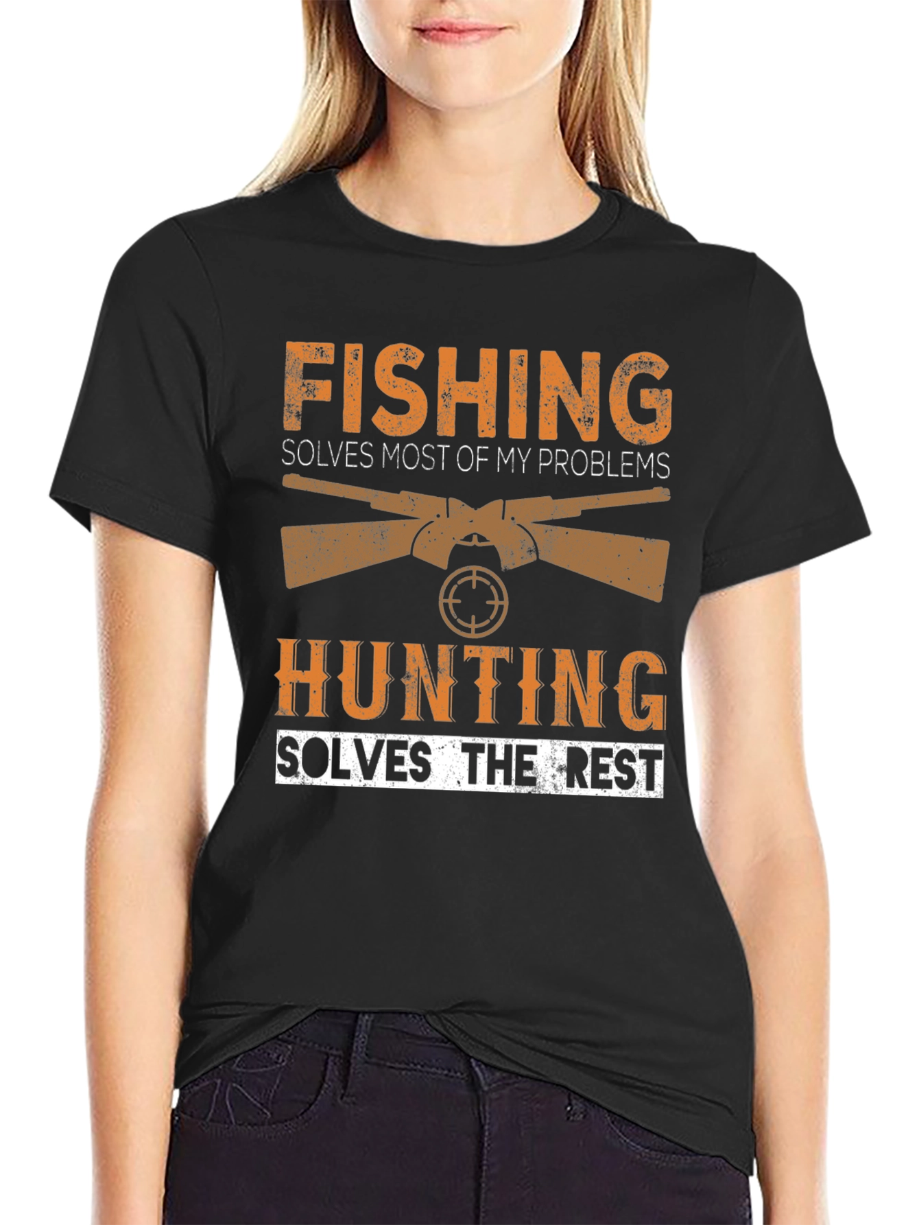 Black Fishing & Hunting Graphic Tee - Problem Solver view 2