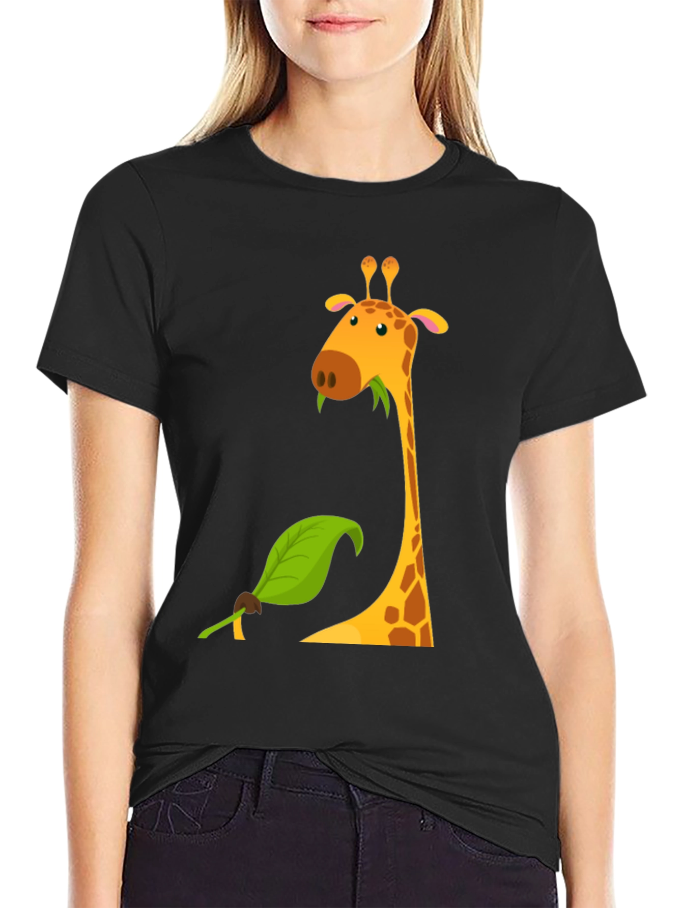 Black Giraffe Graphic Tee - Black Cotton Blend view 2