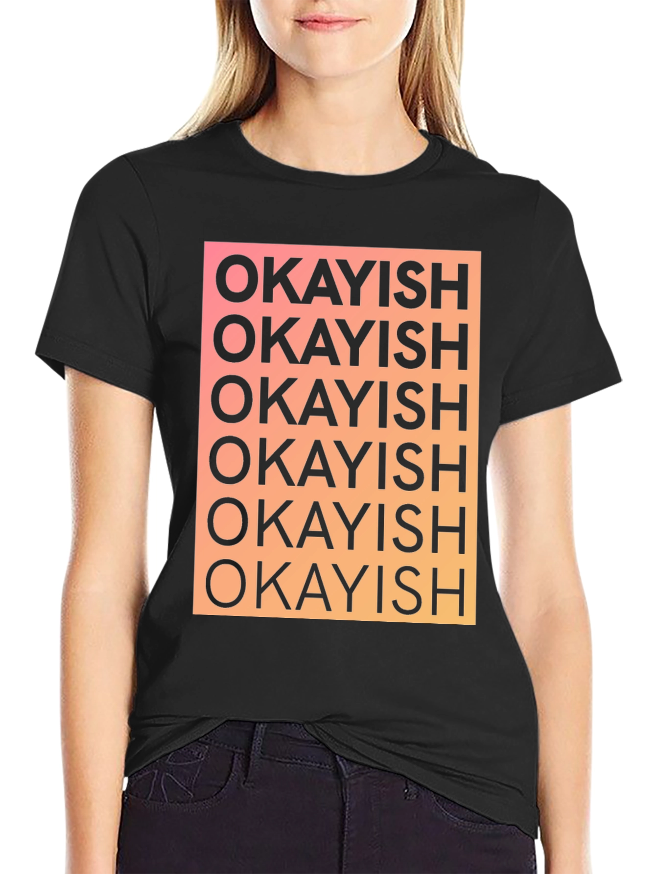 Black Okayish Graphic Print T-Shirt view 2