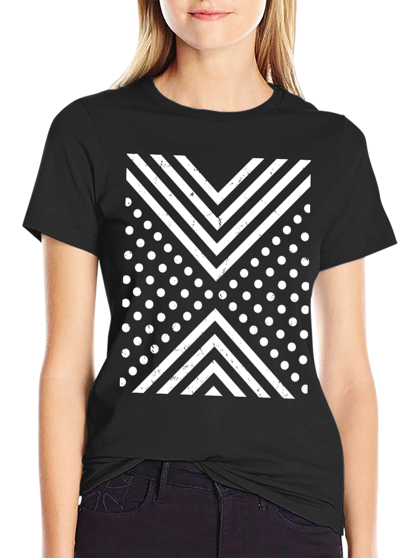 Black Geometric Graphic Tee view 2