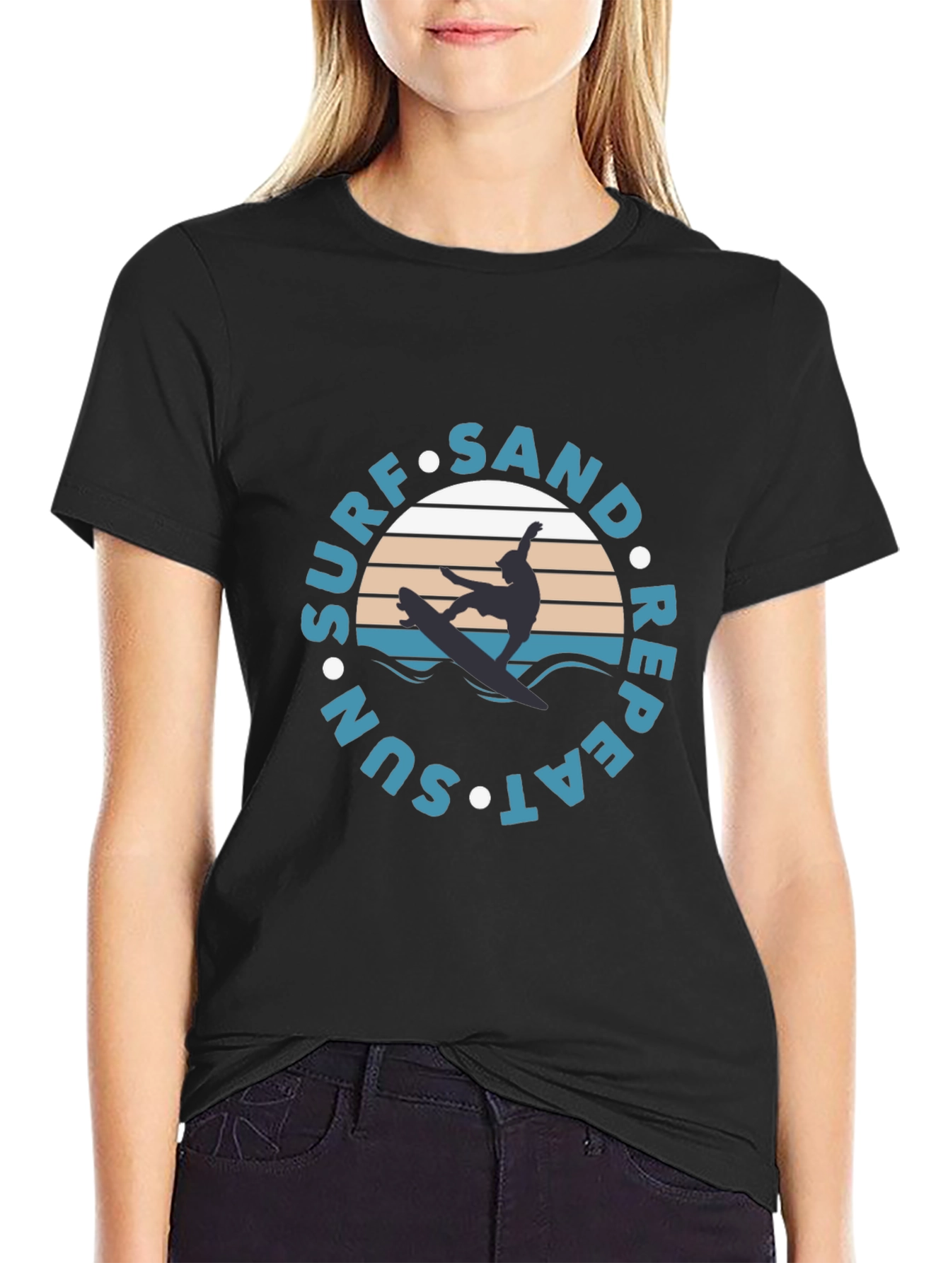 Black Surf Sand Sun Repeat Graphic T-Shirt view 2