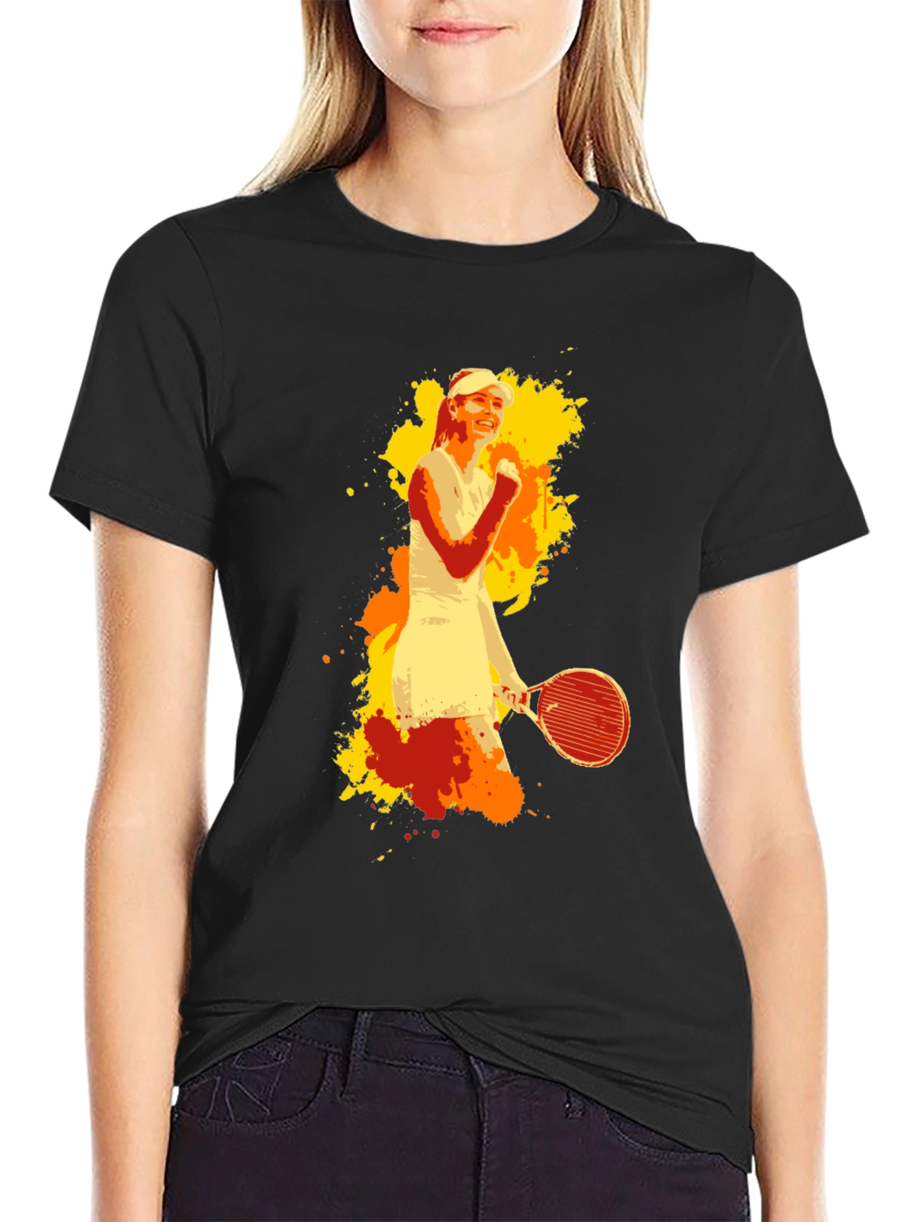 Black Tennis Player Graphic Tee - Men's Black T-Shirt view 2