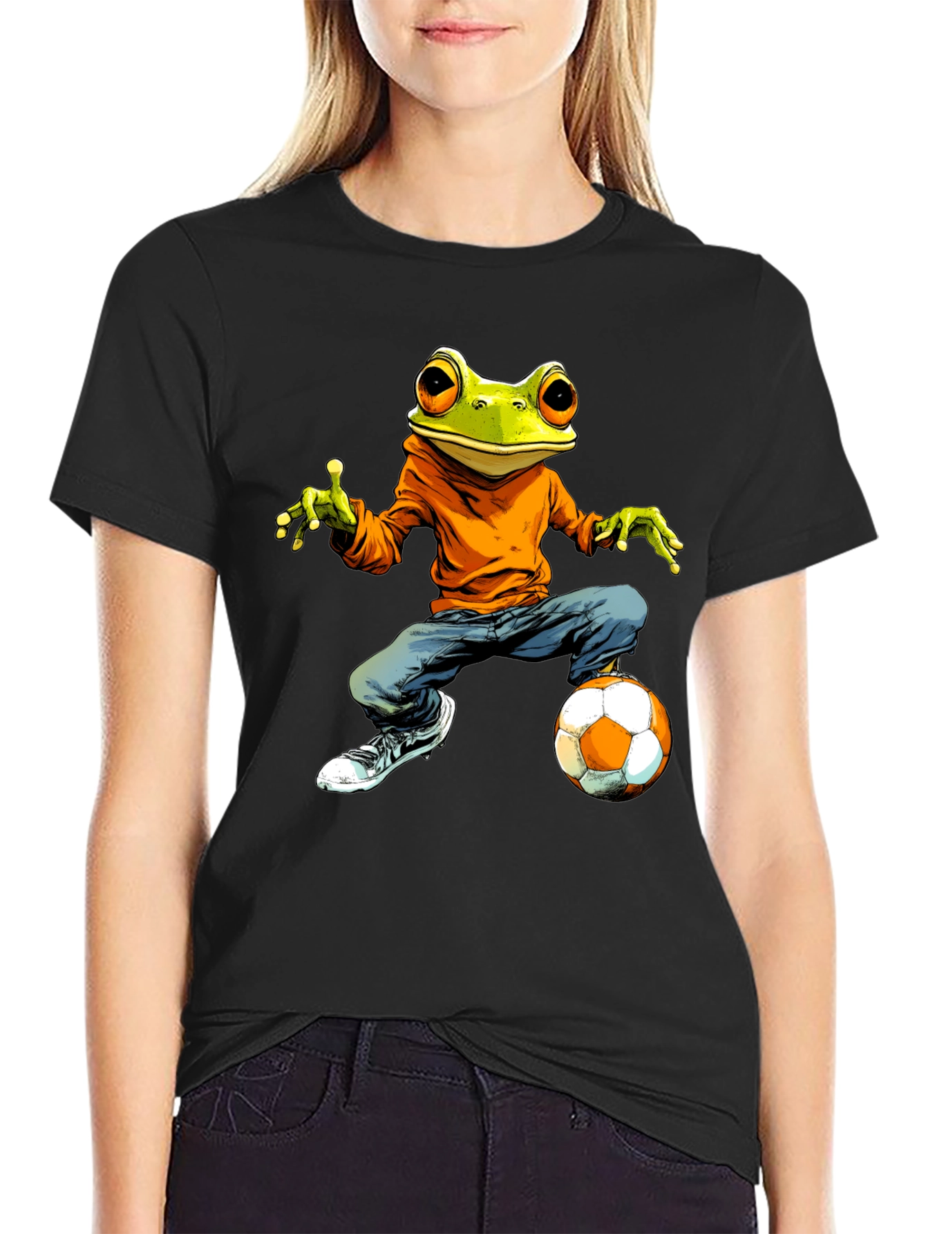 Black Frog Soccer Player Graphic Tee view 2