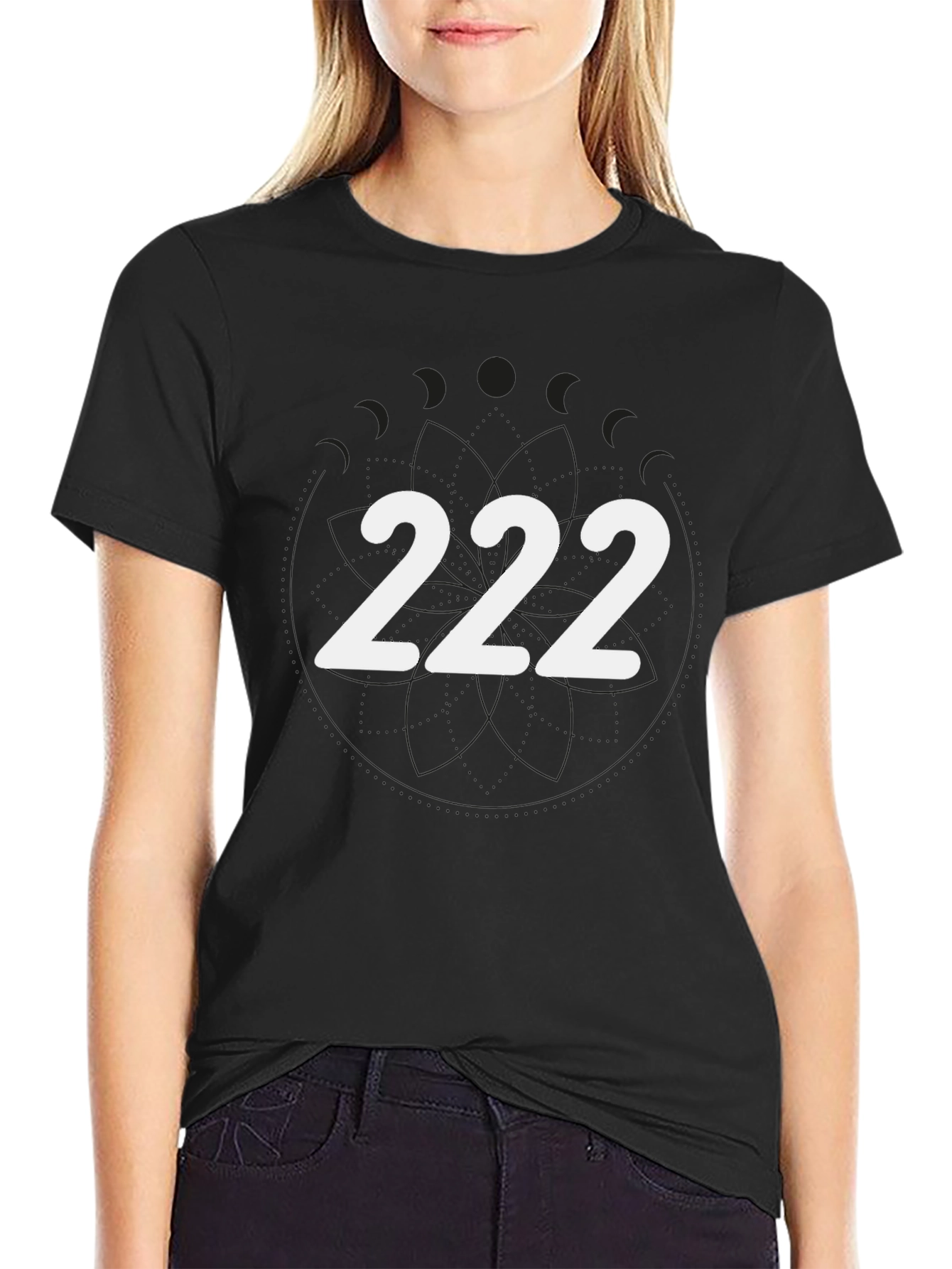 Black 222 Graphic Tee - Soft Cotton Crew Neck T-Shirt view 2