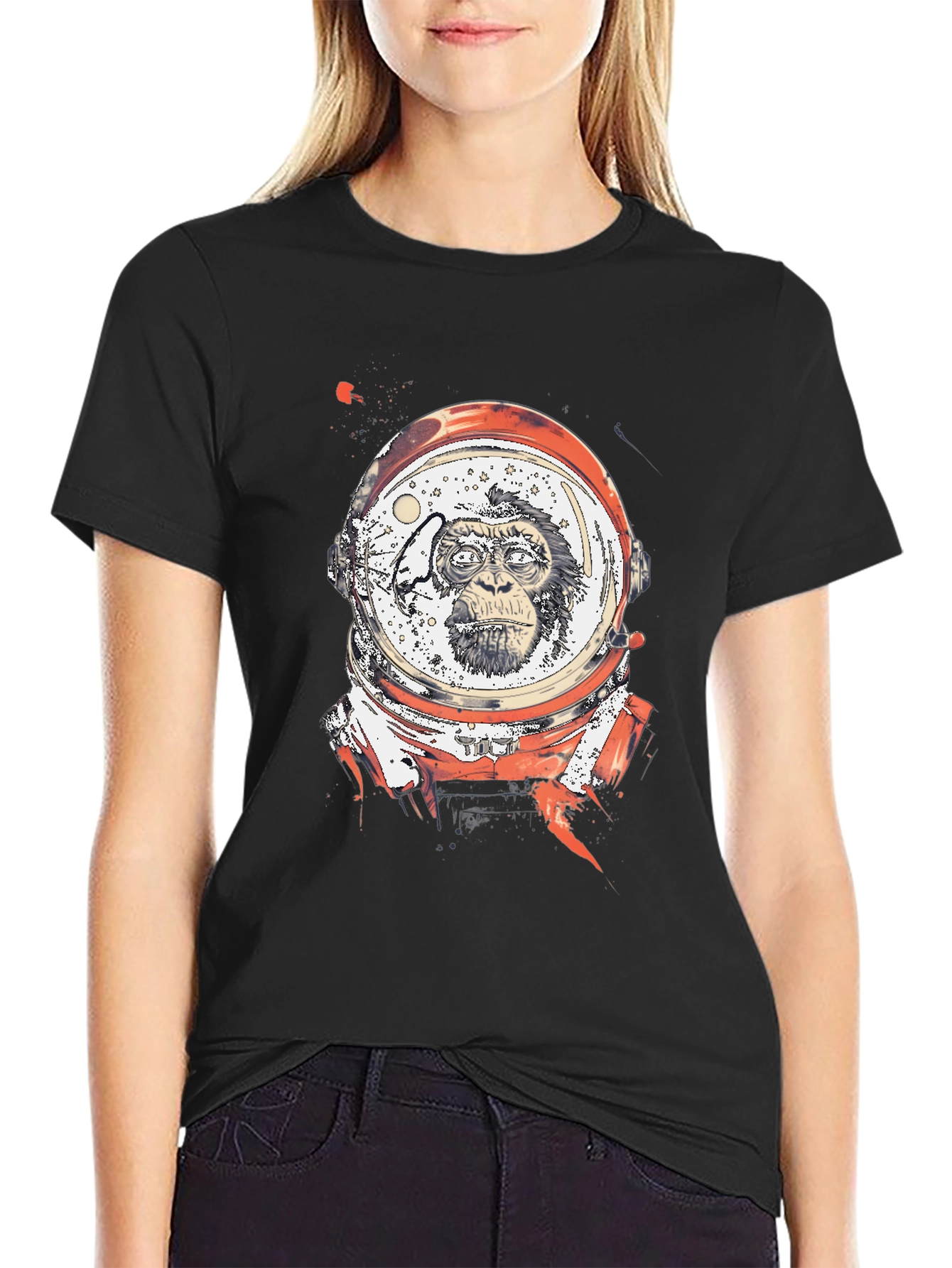 Astro Monkey Graphic Tee - Bold Black T-Shirt - 2