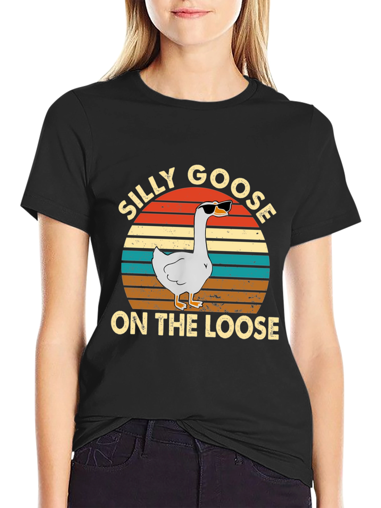 Black Silly Goose On The Loose Graphic T-Shirt view 2