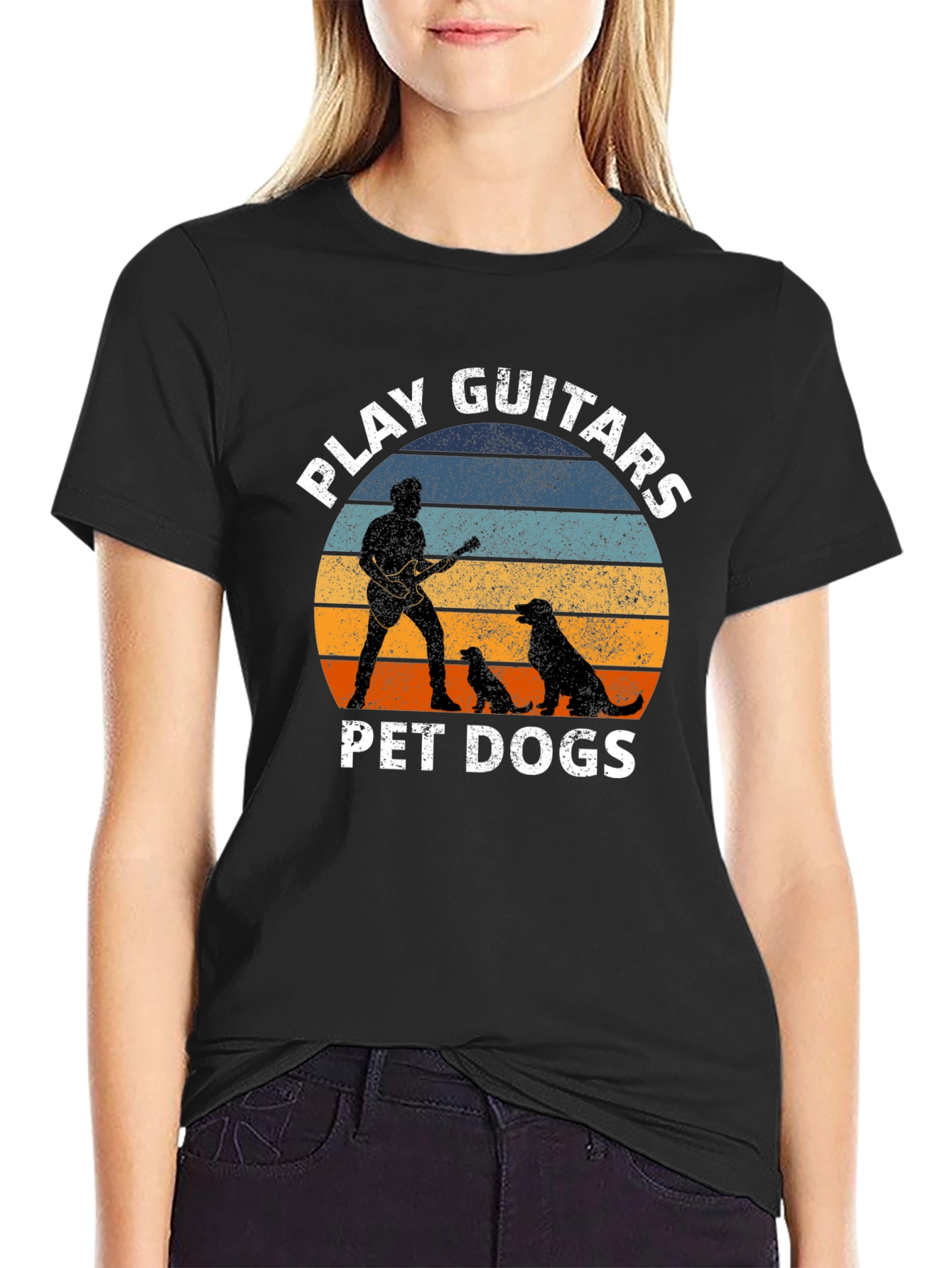 Black Play Guitars Pet Dogs Graphic Tee view 2