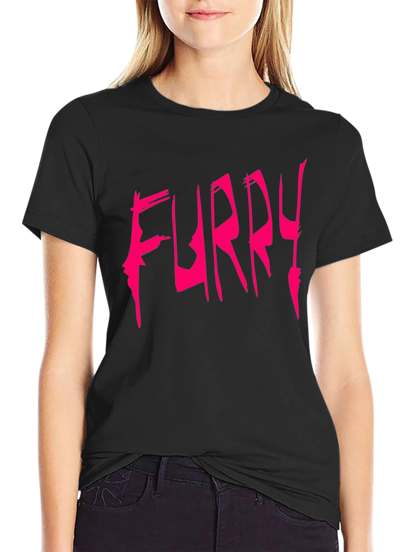 Black Furry Graphic Tee - Bold Statement Shirt view 2