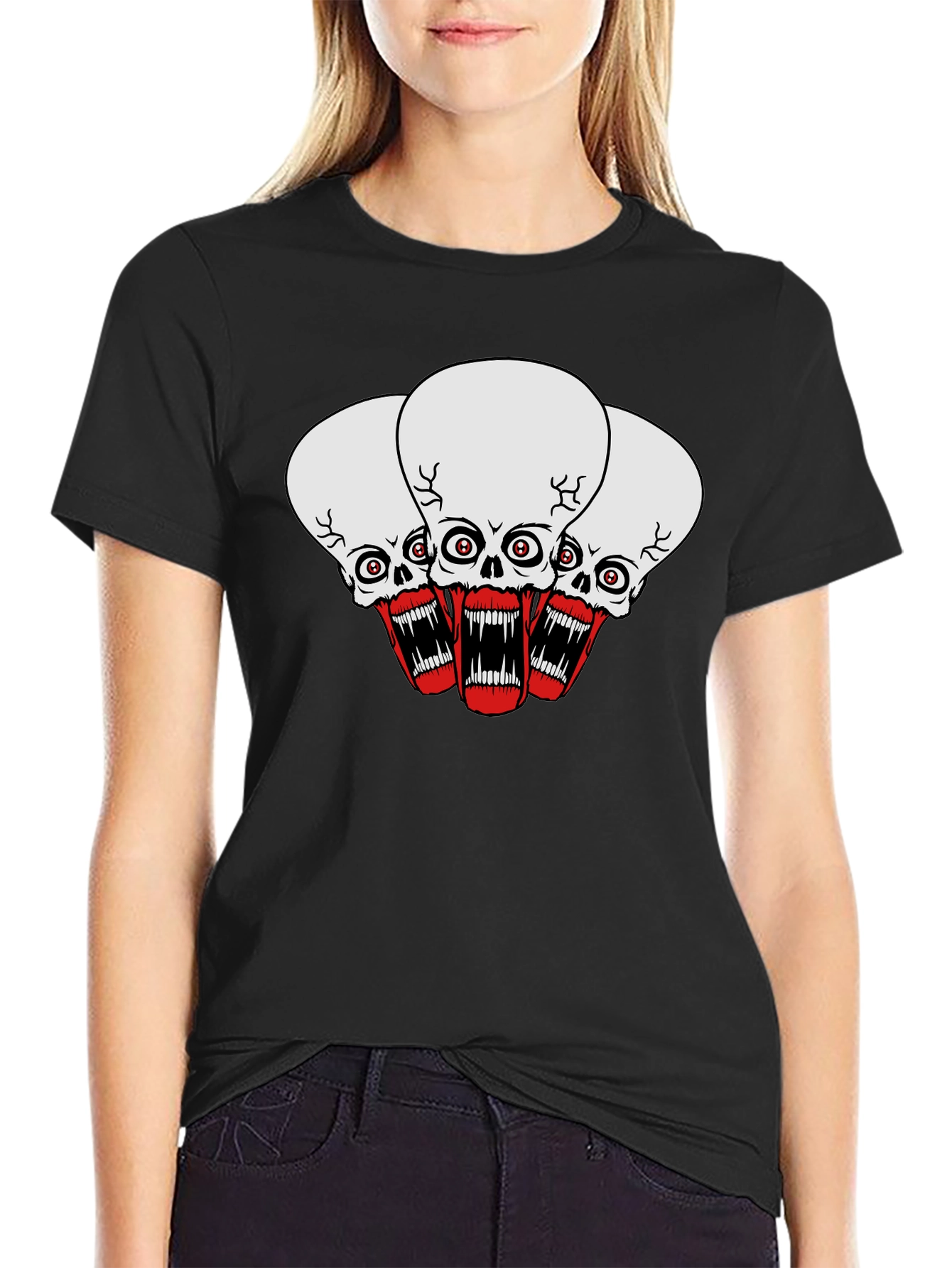 Black Screaming Skull Graphic Tee - Men's Black T-Shirt view 2