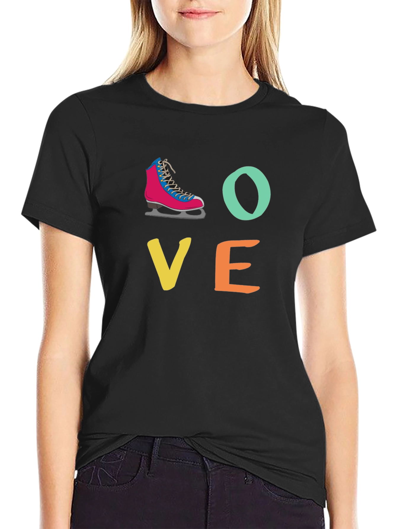 Black Love Ice Skating T-Shirt view 2