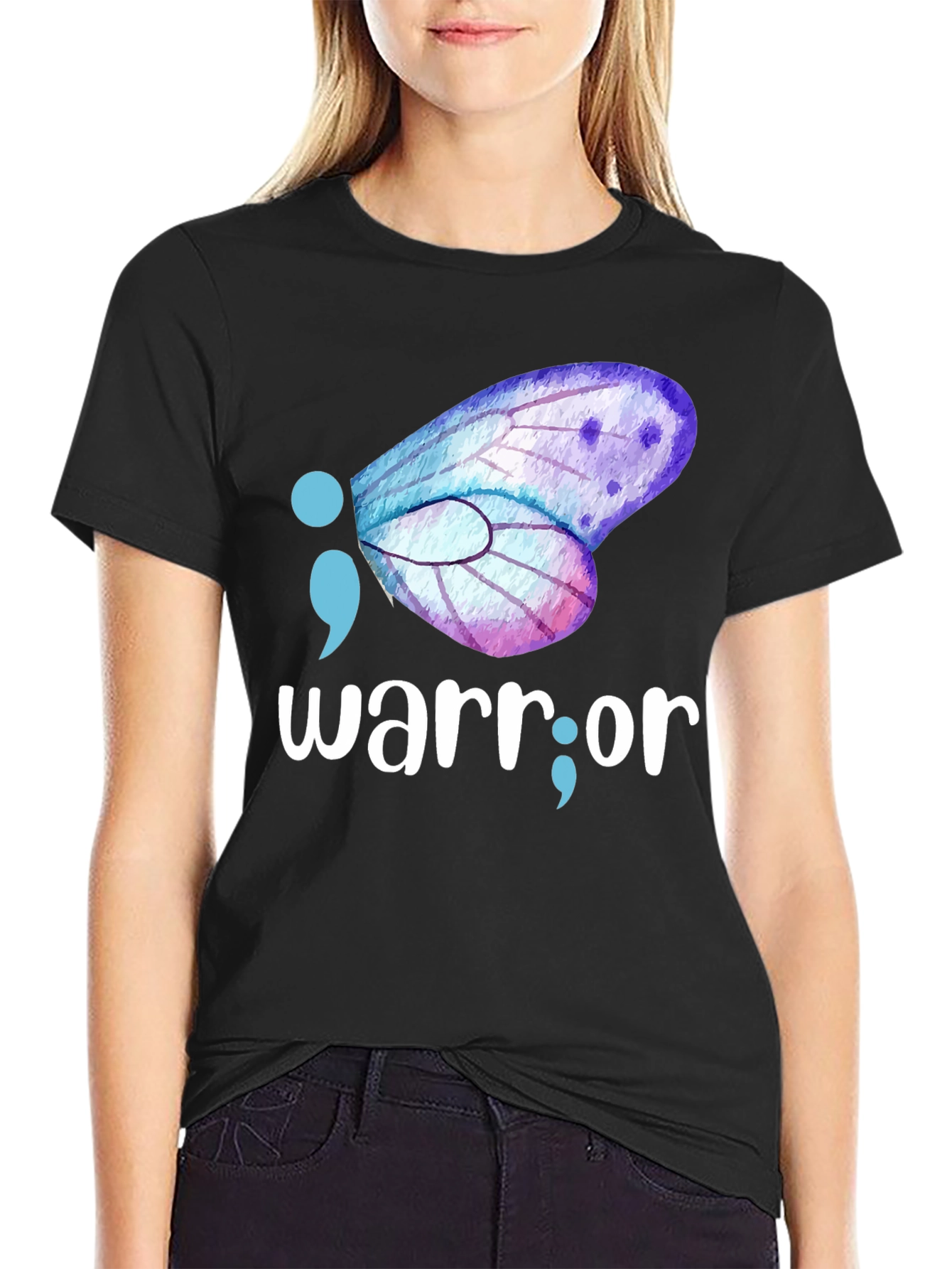 Black Warrior Semipcolon Butterfly Graphic Tee view 2
