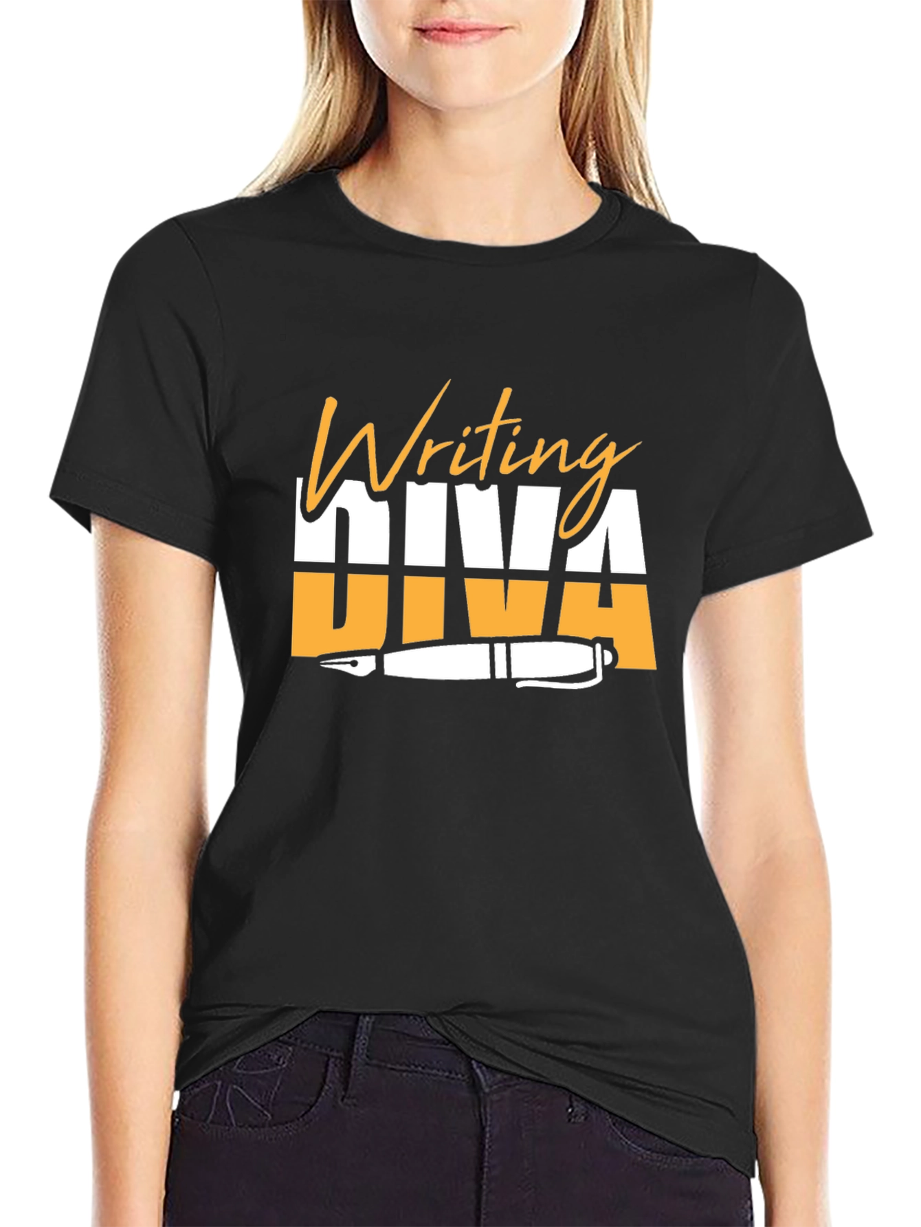 Black Writing Diva Black T-Shirt view 2