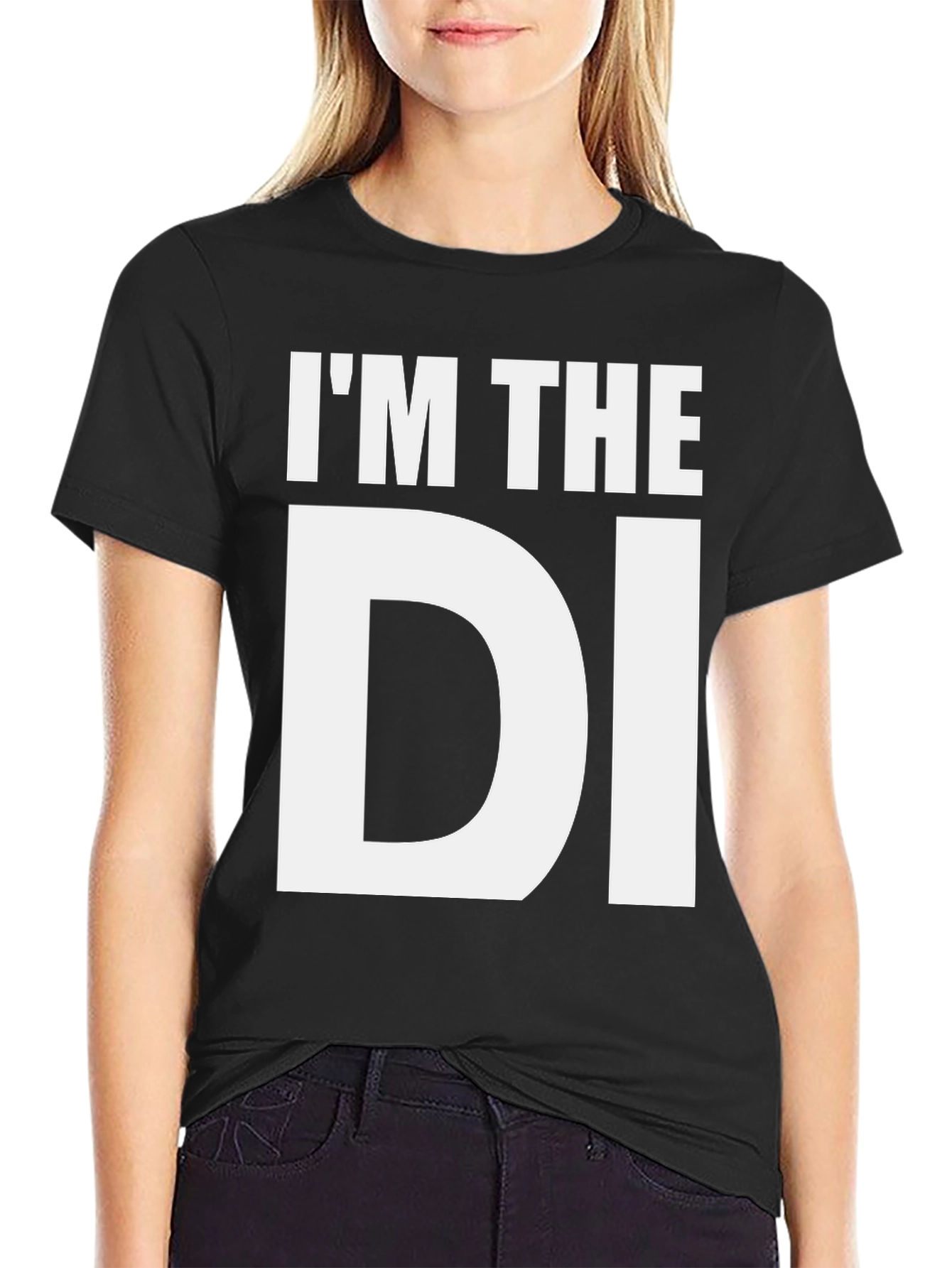 Black I'm The DI Black T-Shirt Funny Graphic Tee view 2