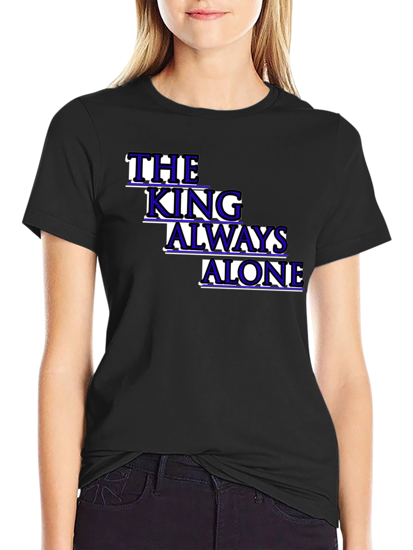 Black The King Always Alone Graphic Tee view 2