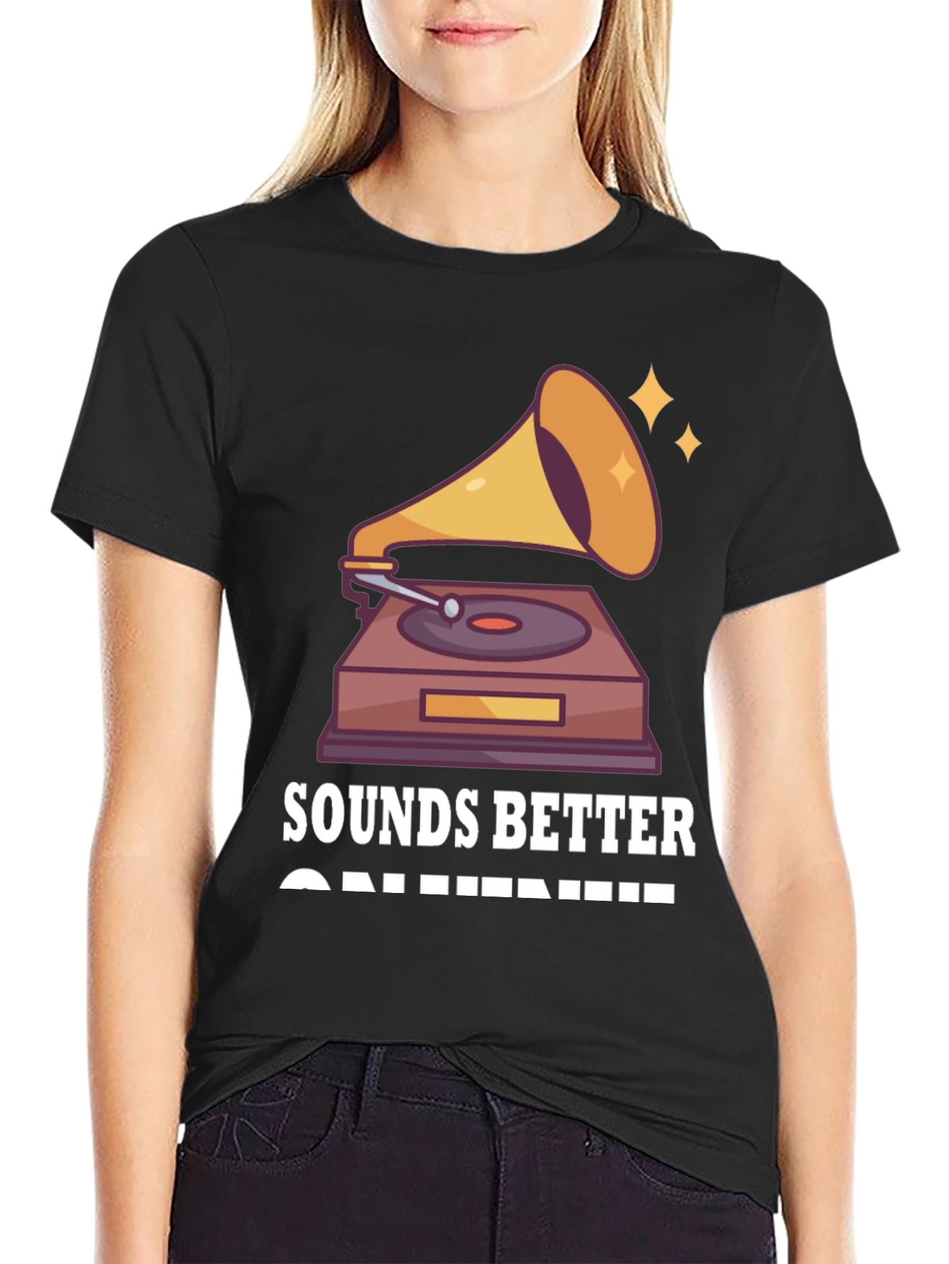 Black Sounds Better on Vinyl T-Shirt view 2
