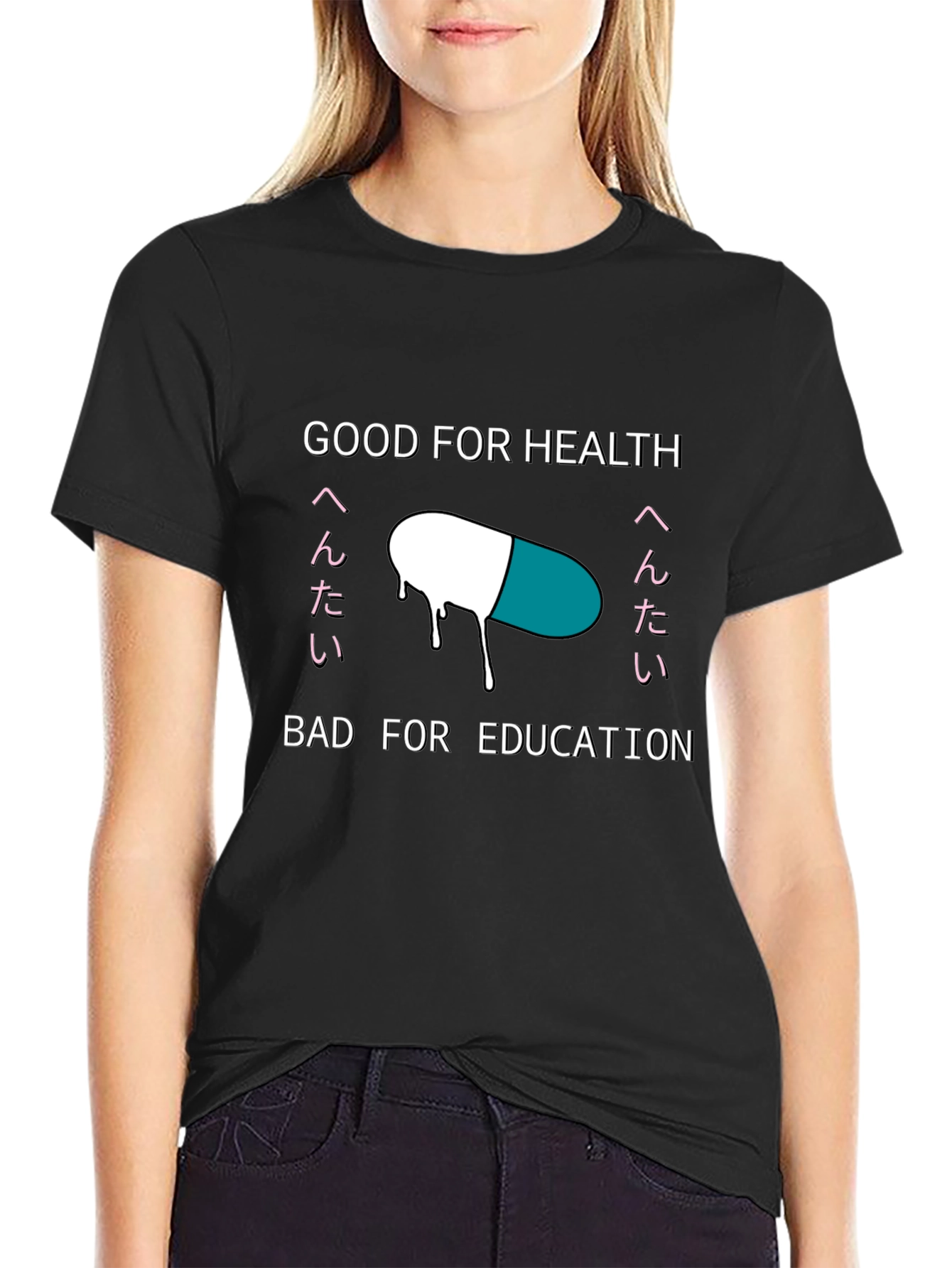 Black Good For Health Bad For Education T-Shirt view 2