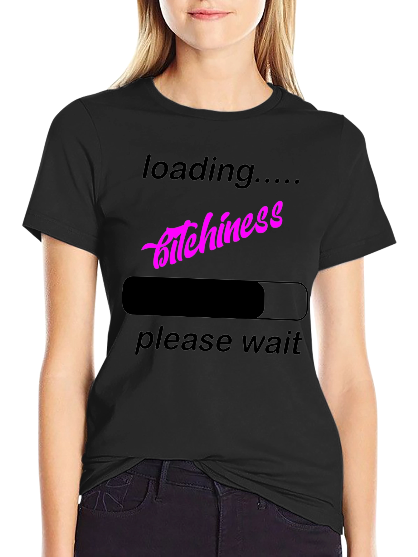 Black Loading Bitchiness T-Shirt, Funny Graphic Tee view 2