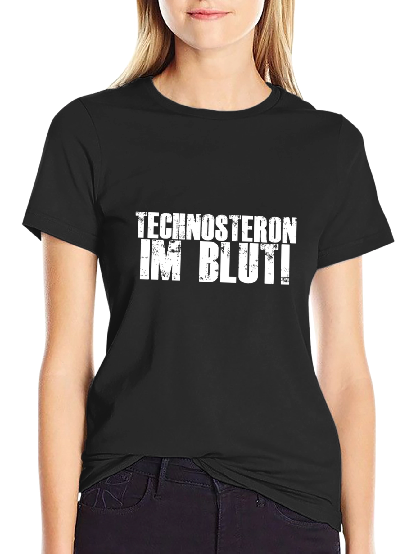 Black Technosteron Im Blut! Graphic Tee view 2