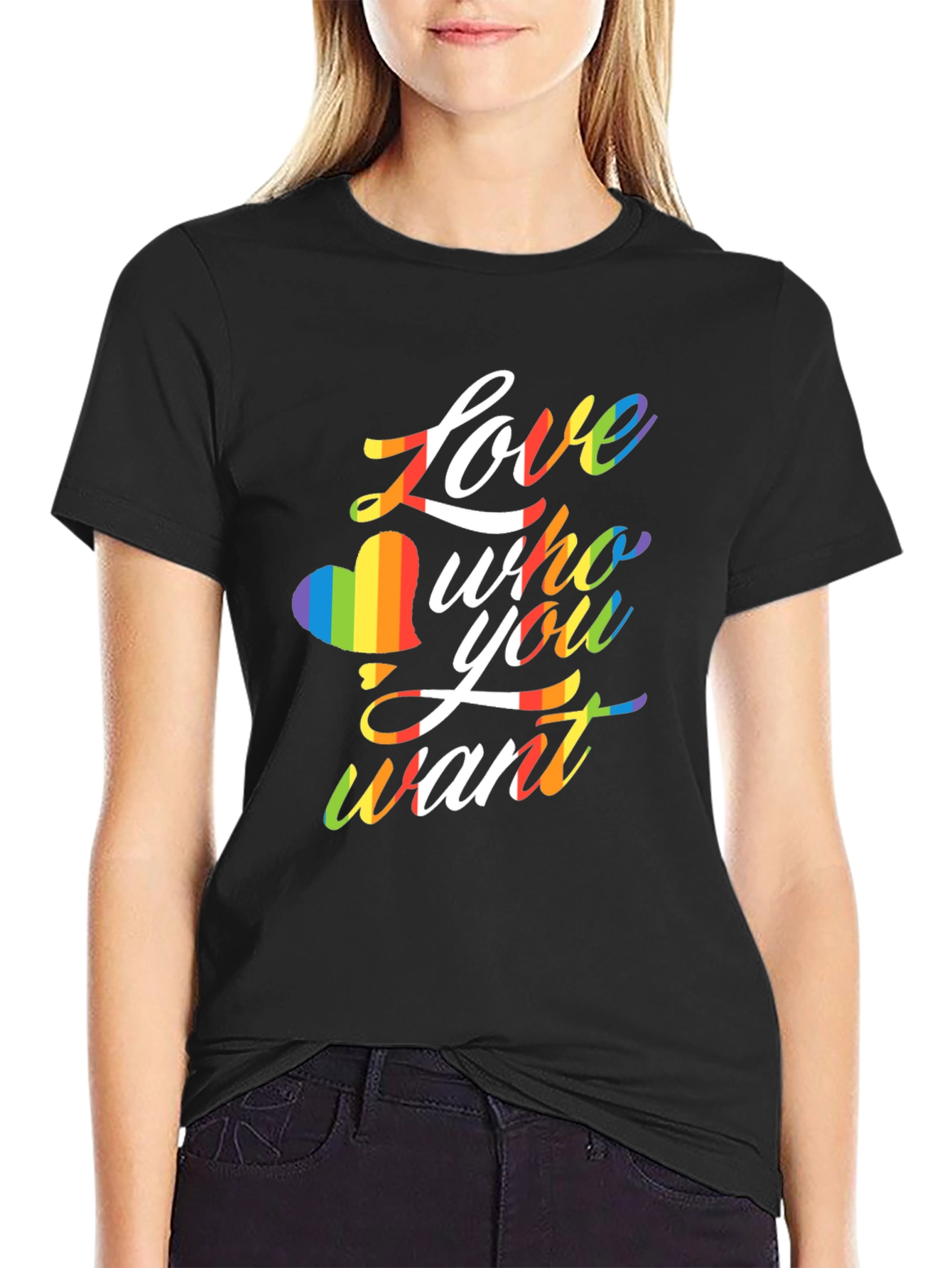 Black Love Who You Want LGBTQ Rainbow T-Shirt view 2