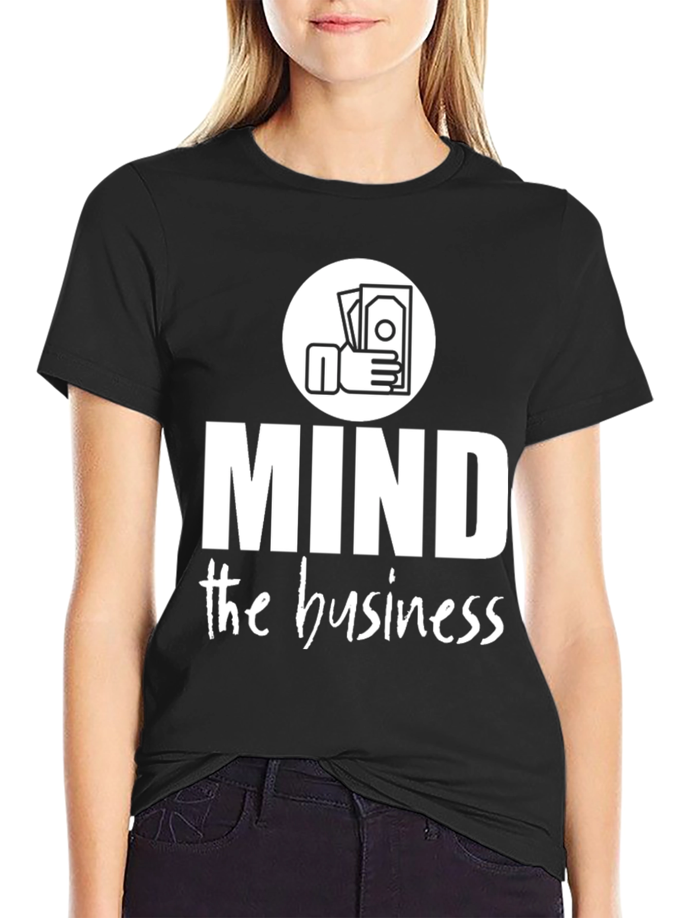 Black Mind the Business Graphic Tee - Black Cotton Shirt view 2