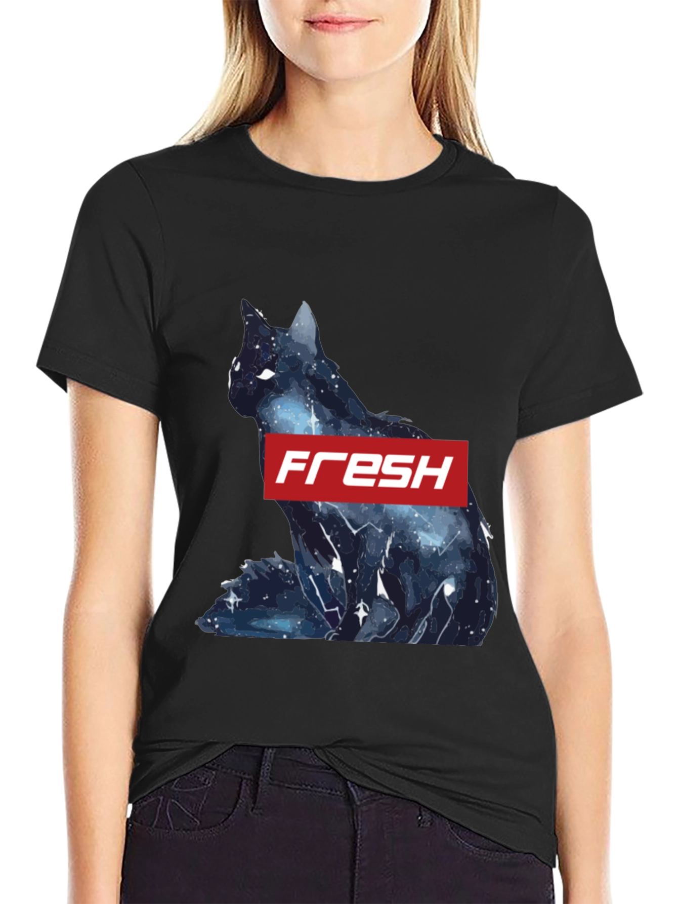 Fresh Galaxy Cat T-Shirt - Stylish Black Tee - 2