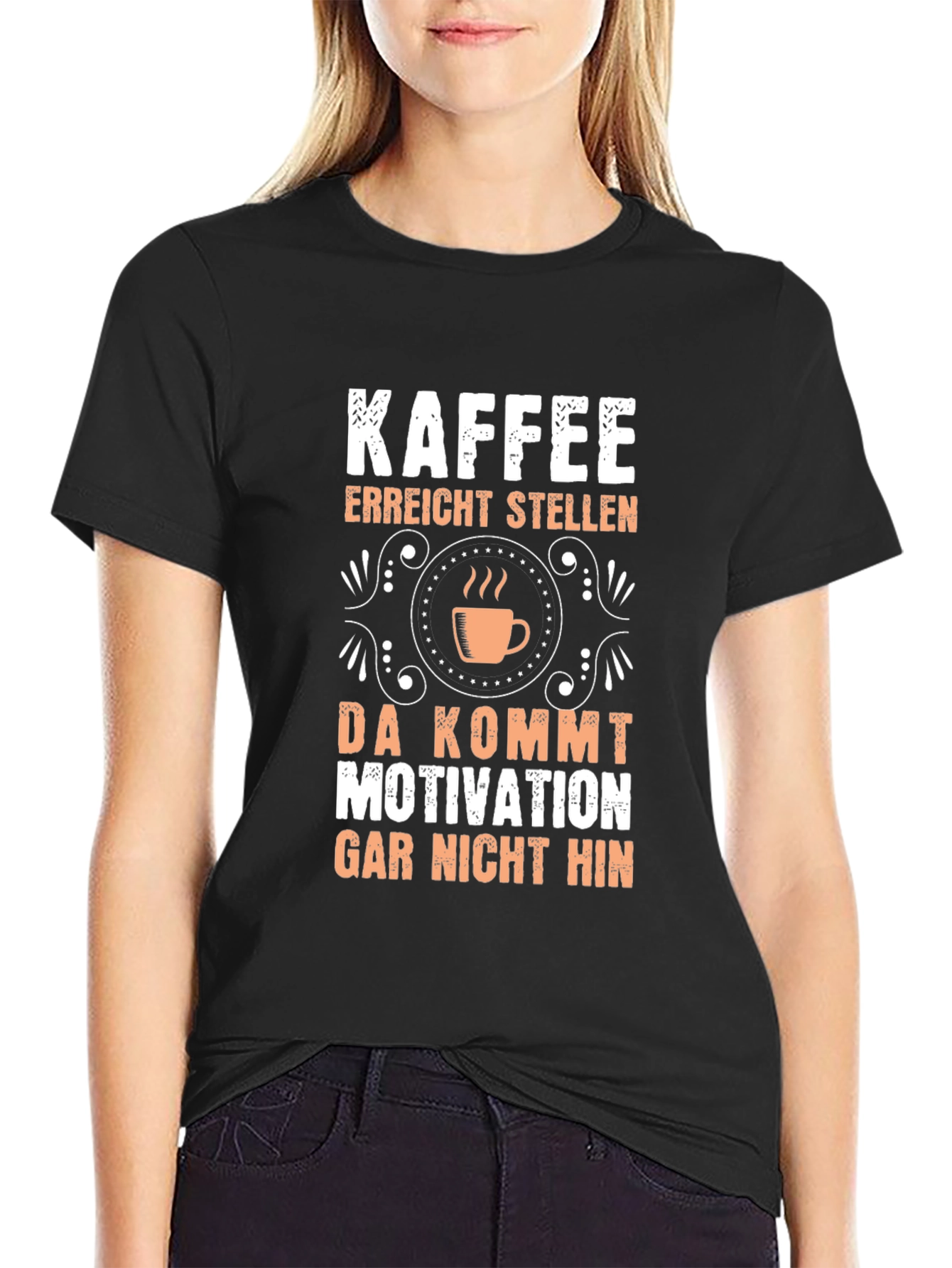 Black Kaffee Motivation T-Shirt - Funny Coffee Lover Tee view 2