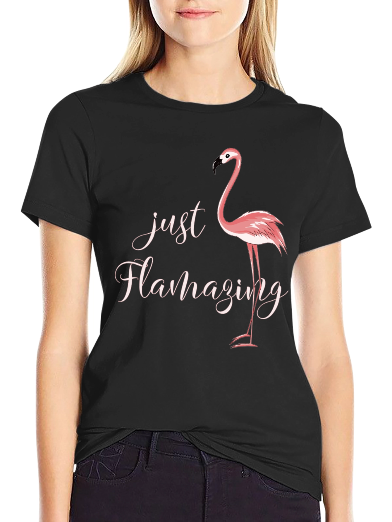Black Just Flamazing Flamingo Graphic Tee - Black view 2