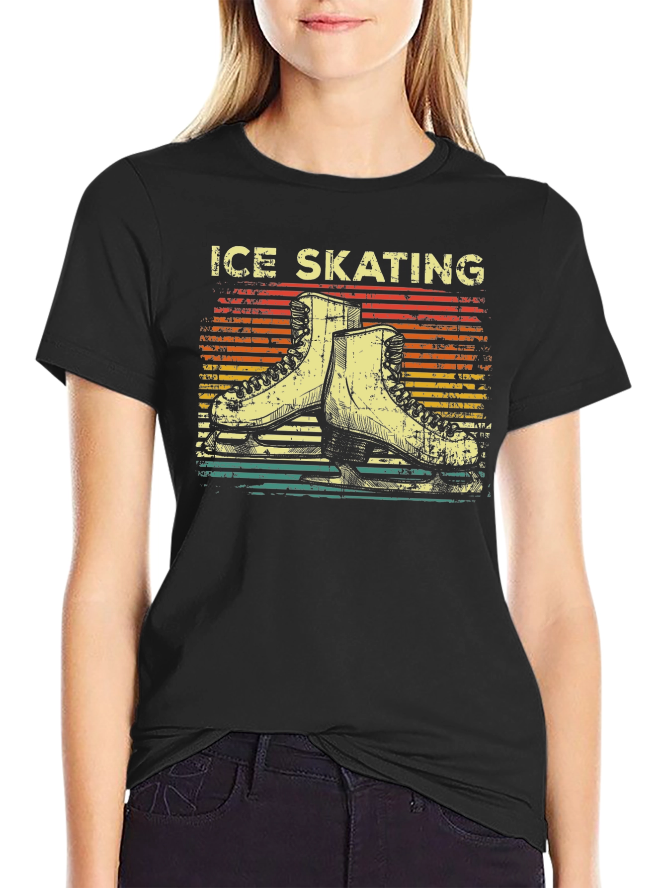 Black Retro Ice Skating T-Shirt view 2