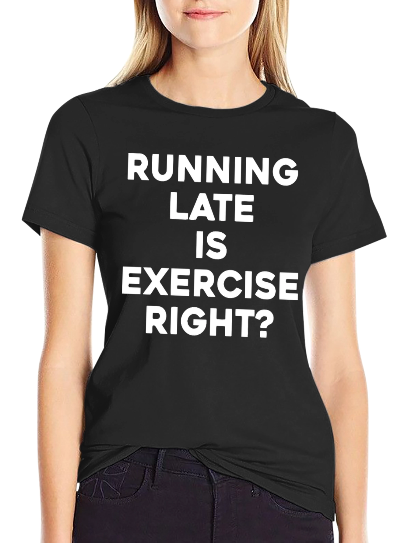 Black Running Late Exercise T-Shirt Funny Workout Tee view 2