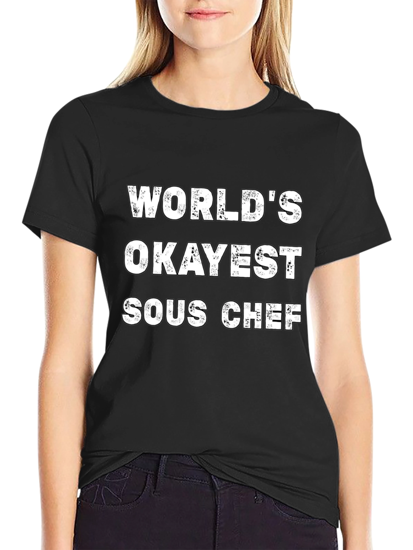 Black World's Okayest Sous Chef T-Shirt view 2