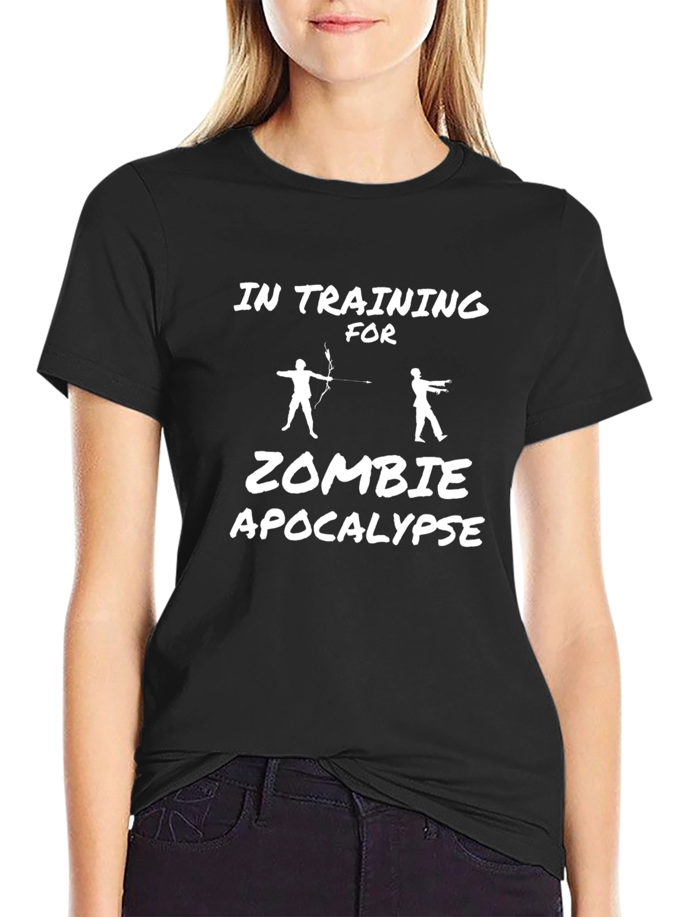 Black Zombie Apocalypse Training Black T-Shirt view 2