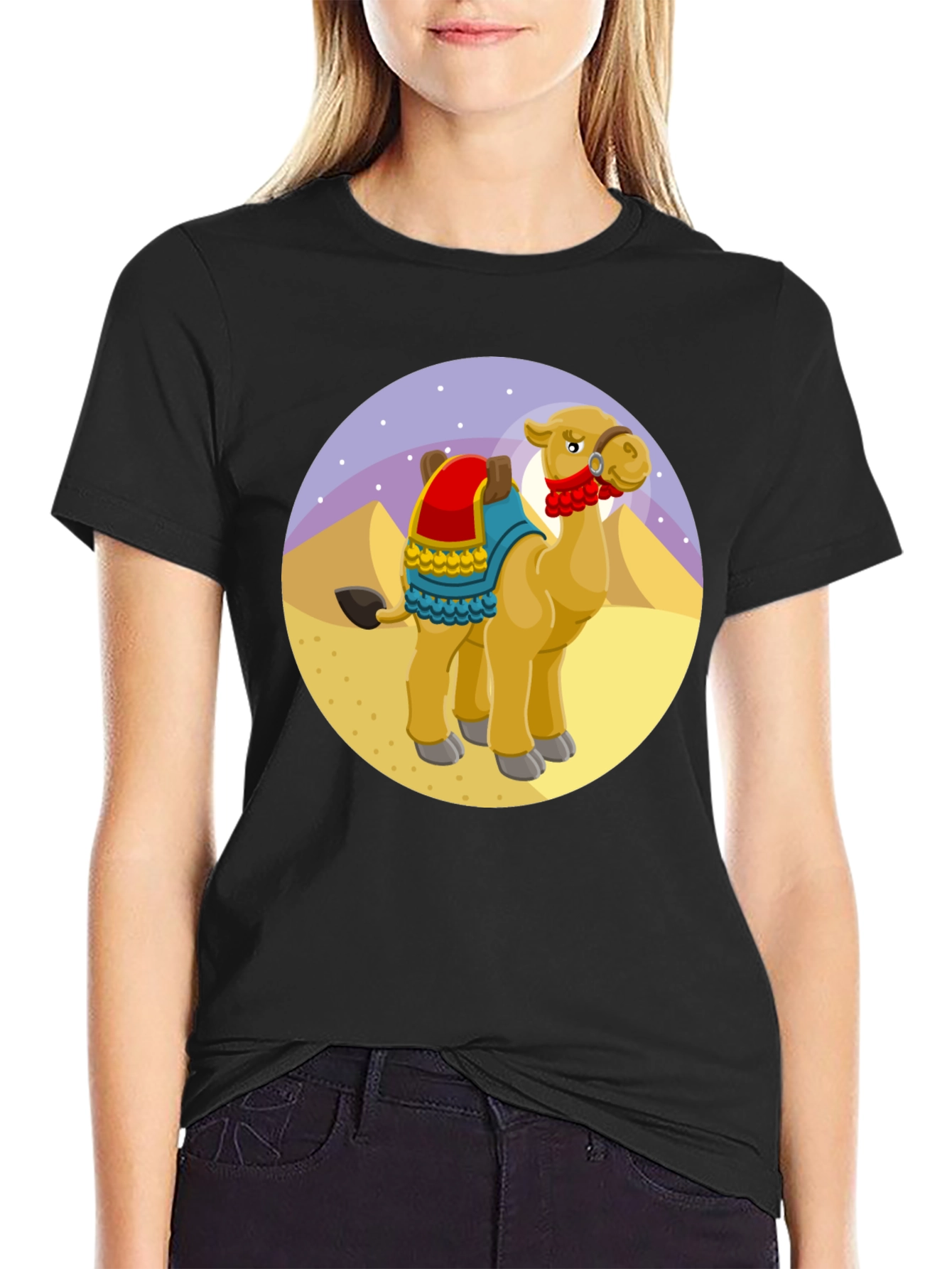 Black Cartoon Camel T-Shirt view 2