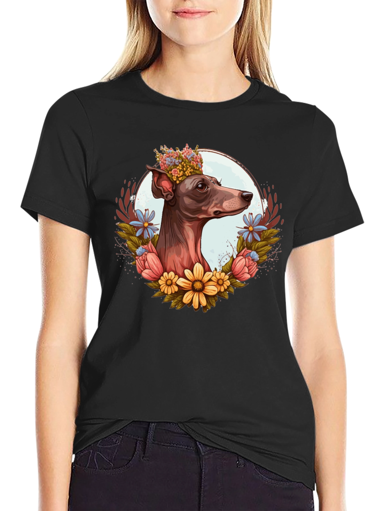 Black Dog Floral Crown Graphic Tee - Unisex view 2