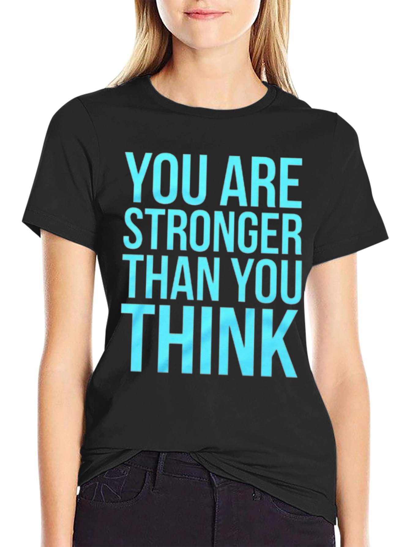 Black Inspirational Tee: You Are Stronger Than You Think view 2