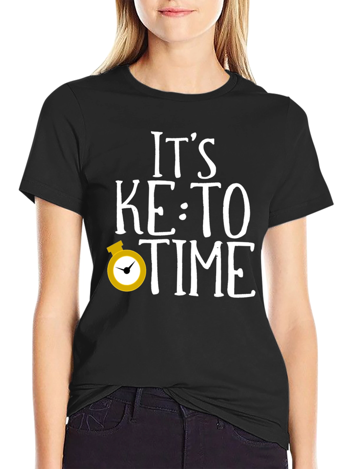 Black It's Keto Time Funny Graphic T-Shirt view 2