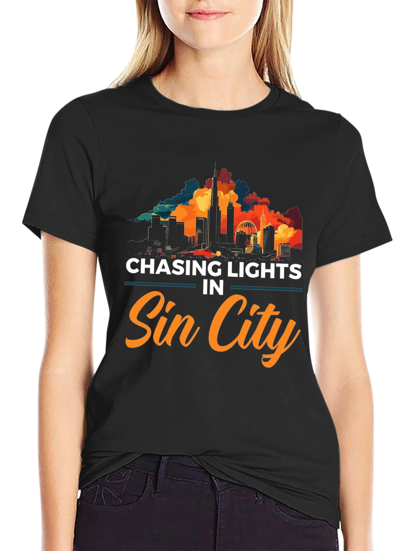 Black Sin City Chasing Lights Graphic Tee view 2
