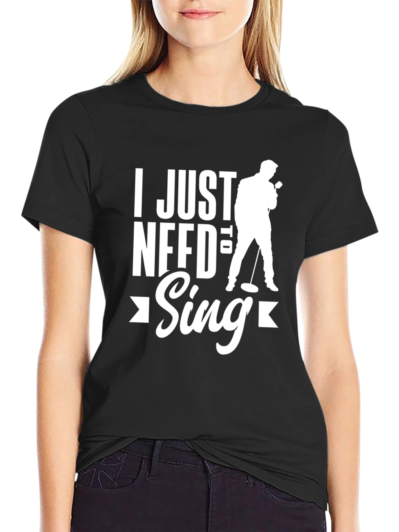 Black I Just Need to Sing Graphic T-Shirt view 2