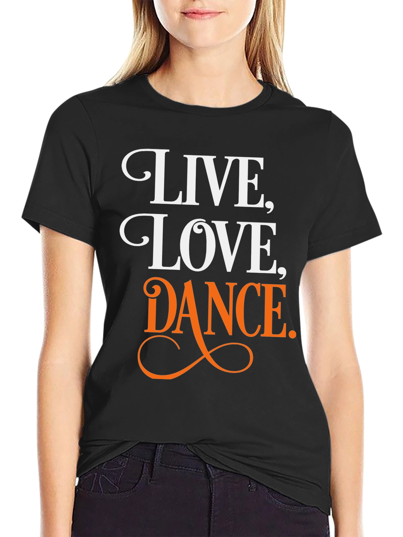 Black Live, Love, Dance Graphic Tee - Black T-Shirt view 2
