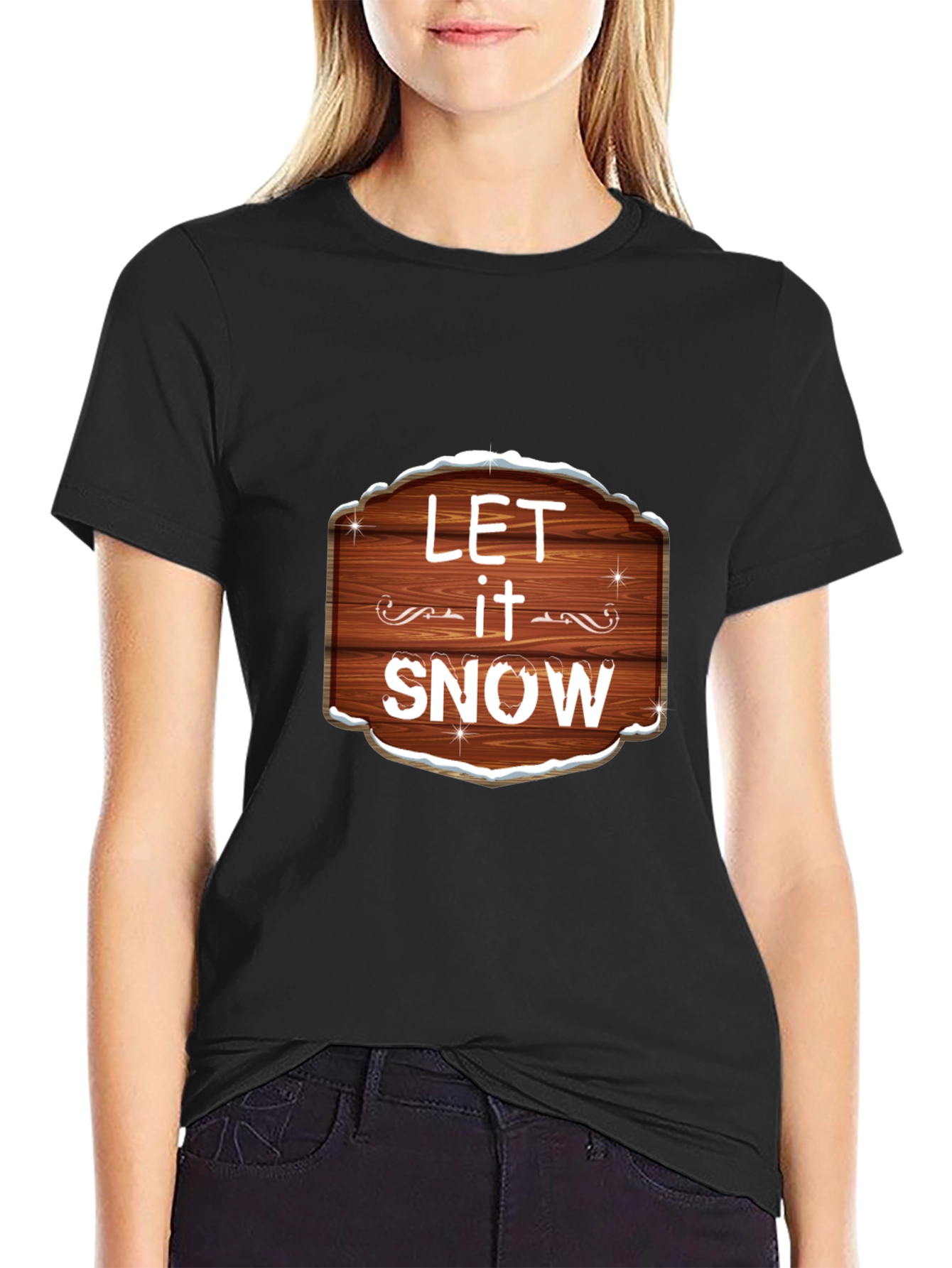 Black Let it Snow Graphic Tee - Festive Holiday Shirt view 2