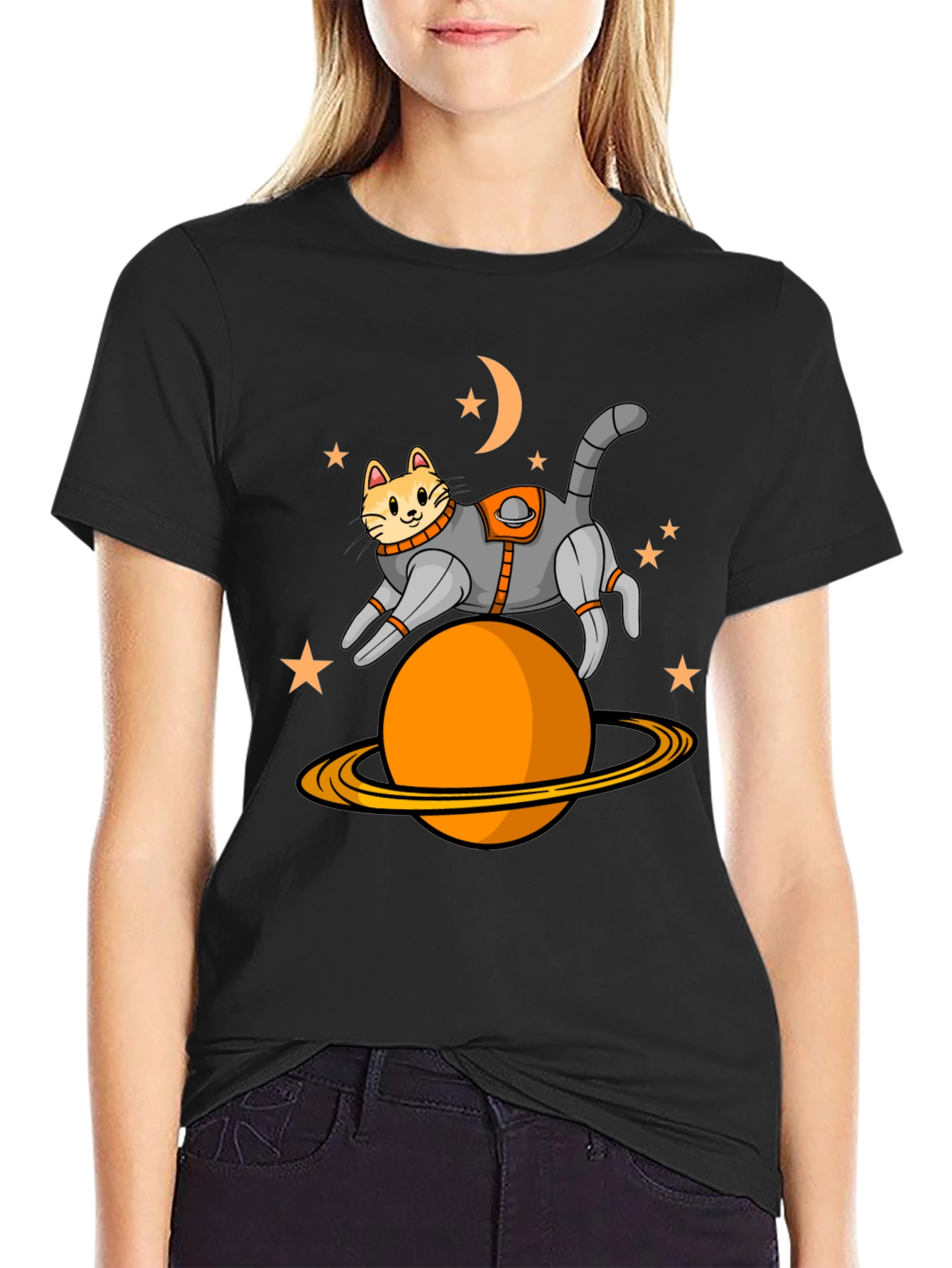 Black Cat Astronaut T-Shirt view 2