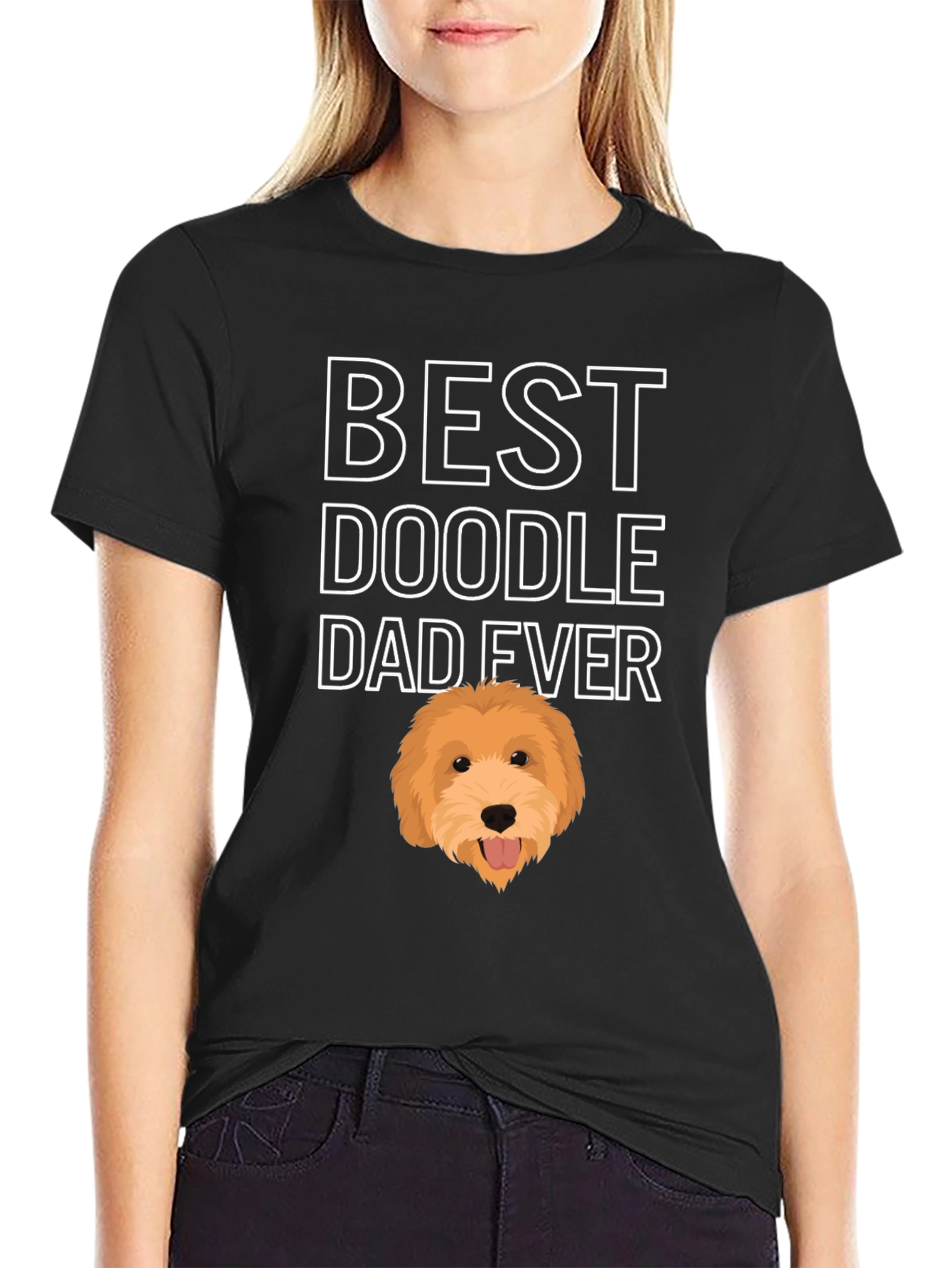 Black Best Doodle Dad Ever Graphic Tee view 2
