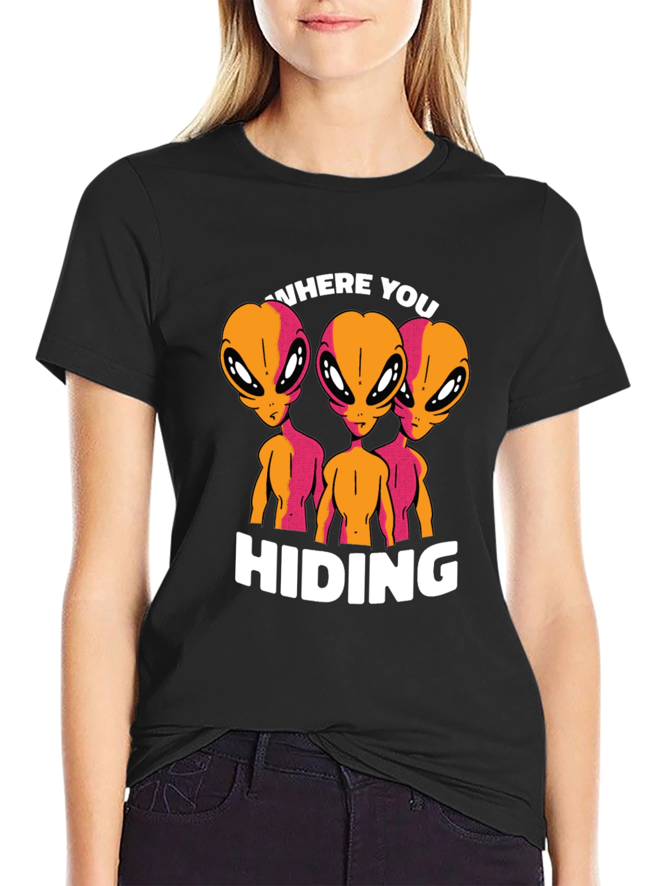 Black Alien Graphic T-Shirt - Where You Hiding? view 2