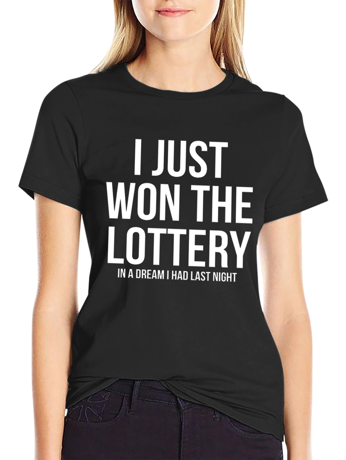 Black Funny Dream Lottery Winner T-Shirt - Black view 2